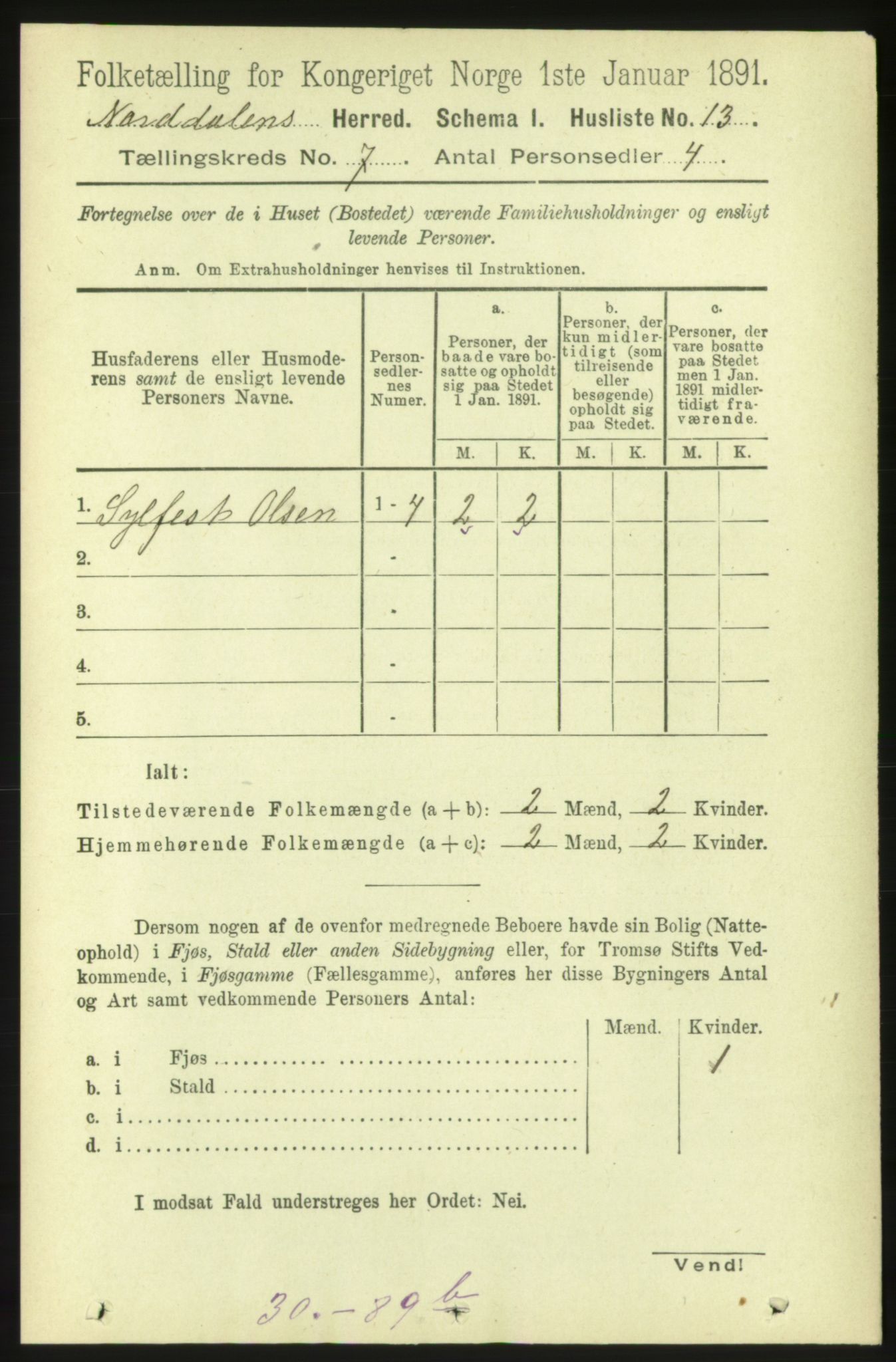 RA, 1891 census for 1524 Norddal, 1891, p. 1287