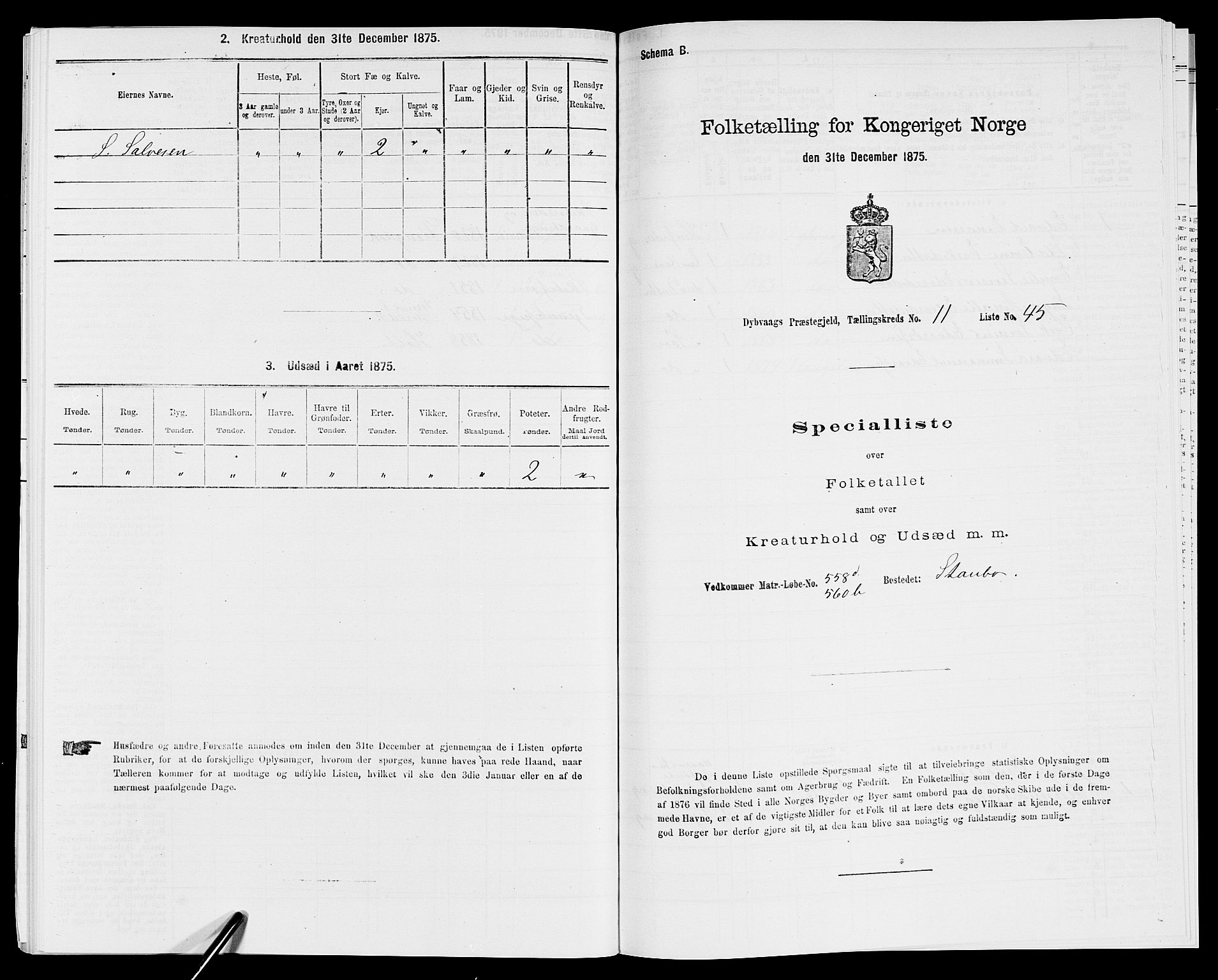 SAK, 1875 census for 0915P Dypvåg, 1875, p. 1601