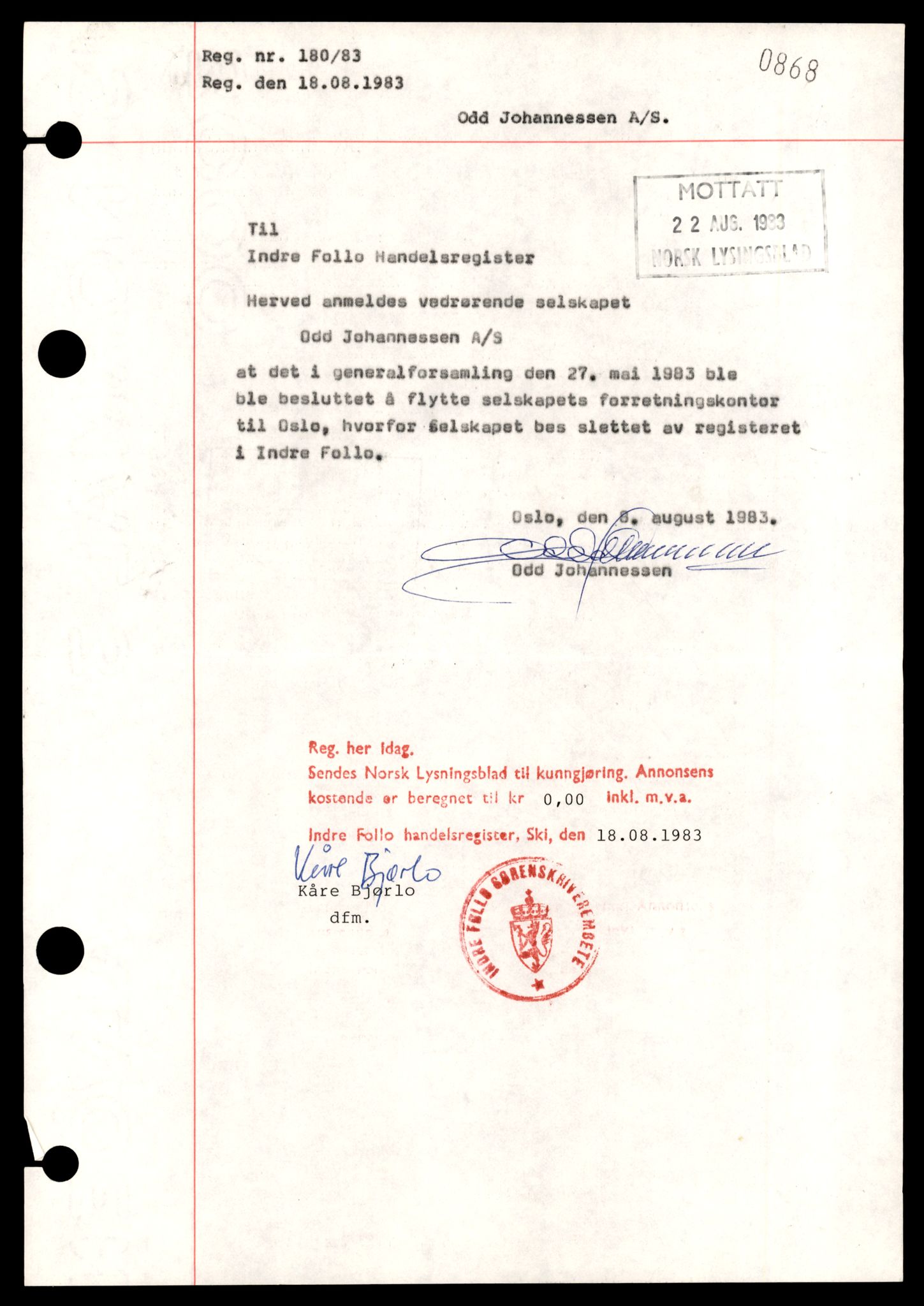 Indre Follo tingrett, AV/SAT-A-10086/K/Kb/Kba/L0015: Aksjeselskap, Jo - Kl, 1944-1990, p. 3