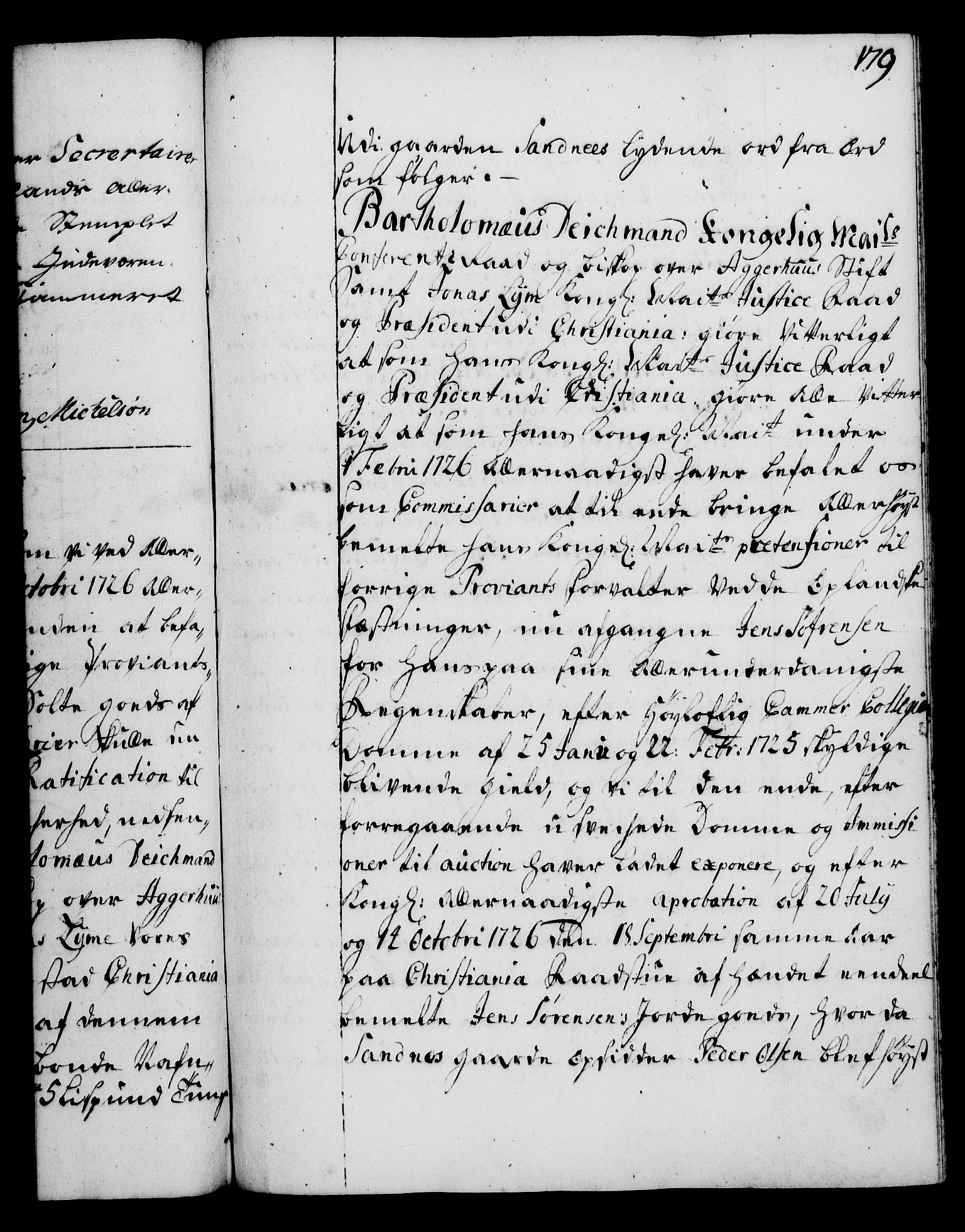 Rentekammeret, Kammerkanselliet, RA/EA-3111/G/Gg/Gga/L0003: Norsk ekspedisjonsprotokoll med register (merket RK 53.3), 1727-1734, p. 179