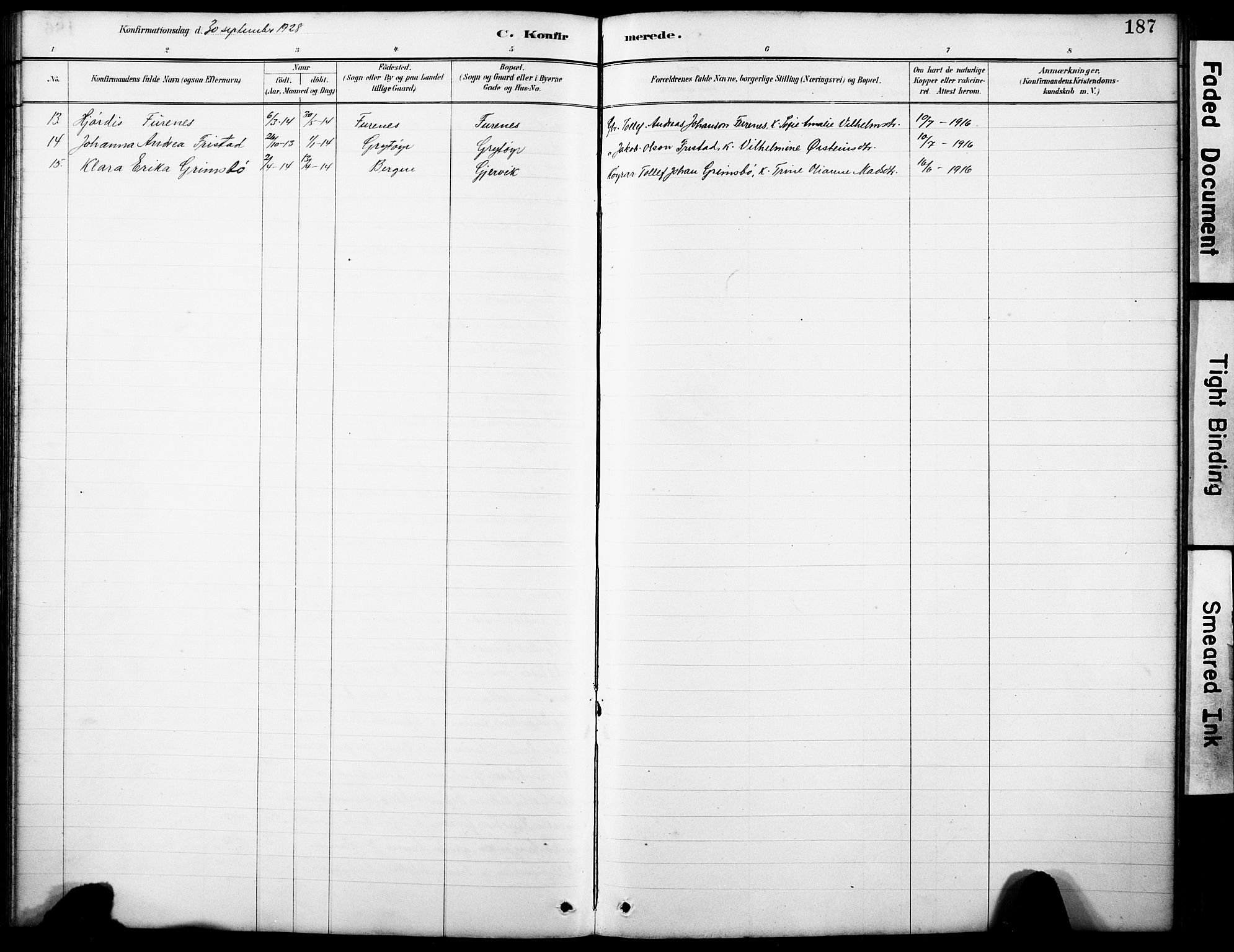 Askvoll sokneprestembete, AV/SAB-A-79501/H/Hab/Haba/L0003: Parish register (copy) no. A 3, 1886-1928, p. 187