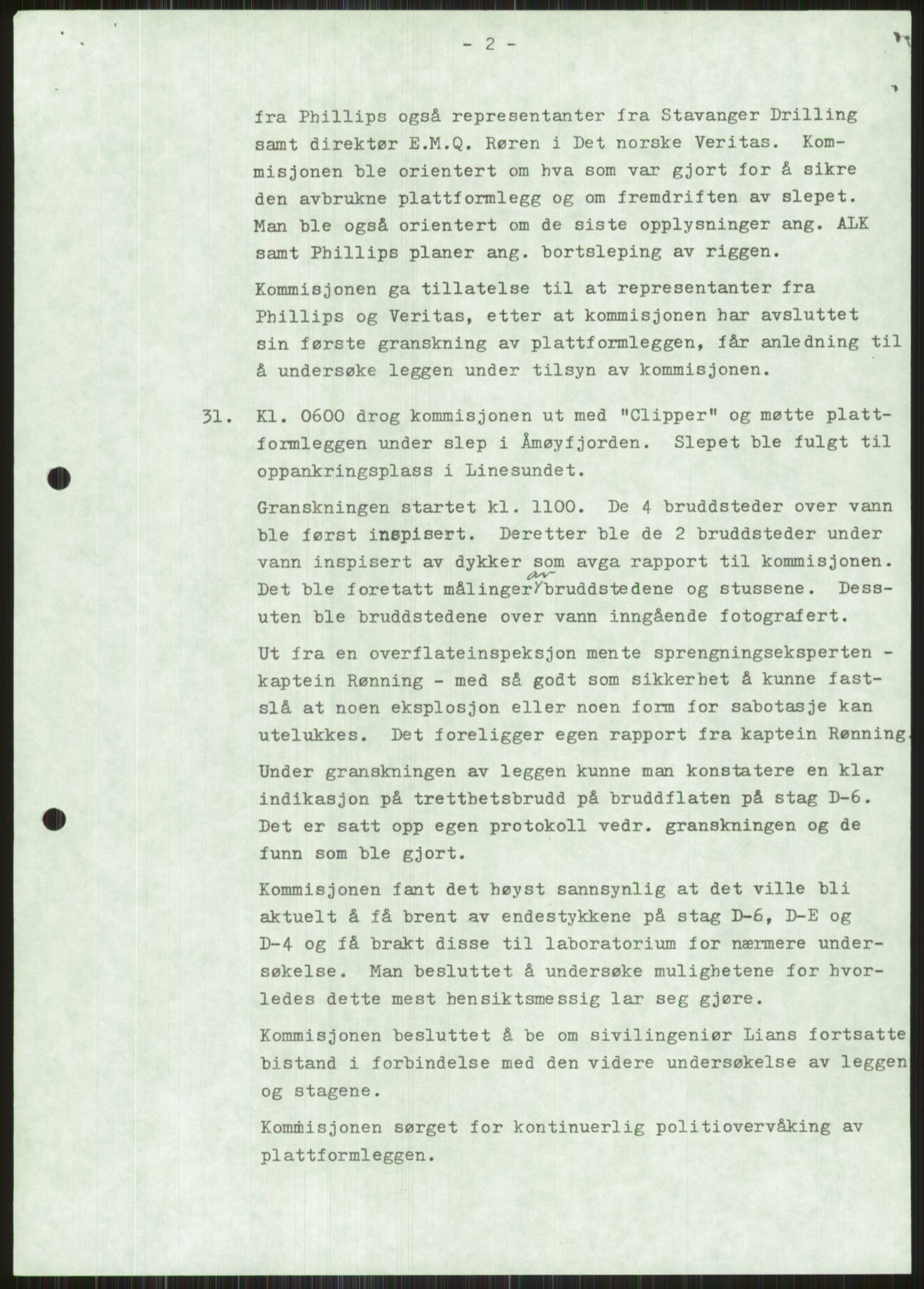 Justisdepartementet, Granskningskommisjonen ved Alexander Kielland-ulykken 27.3.1980, AV/RA-S-1165/D/L0011: 0001 Politiavhør/G Oljedirektoratet (G5)/0003 Møter, beslutninger m.v. vedr. arbeidet til kommisjonen, 1980-1981, p. 917