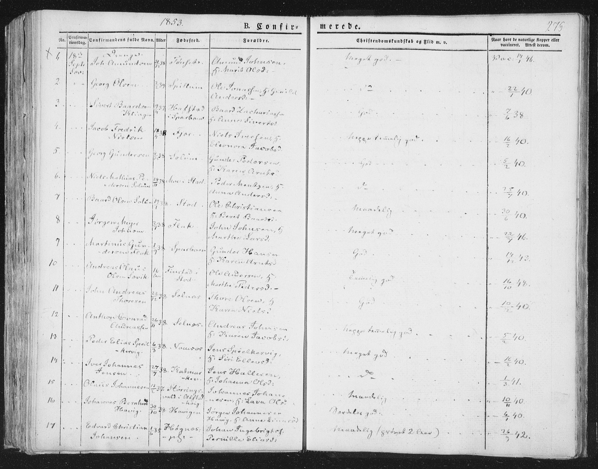 Ministerialprotokoller, klokkerbøker og fødselsregistre - Nord-Trøndelag, SAT/A-1458/764/L0551: Parish register (official) no. 764A07a, 1824-1864, p. 276