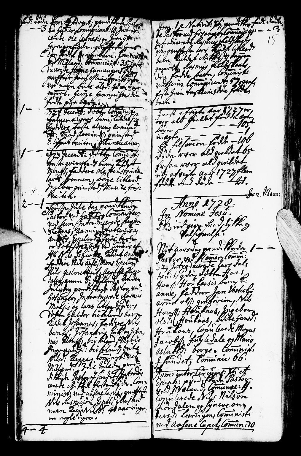 Hamre sokneprestembete, SAB/A-75501/H/Ha/Haa/Haaa/L0004: Parish register (official) no. A 4, 1727-1733, p. 15
