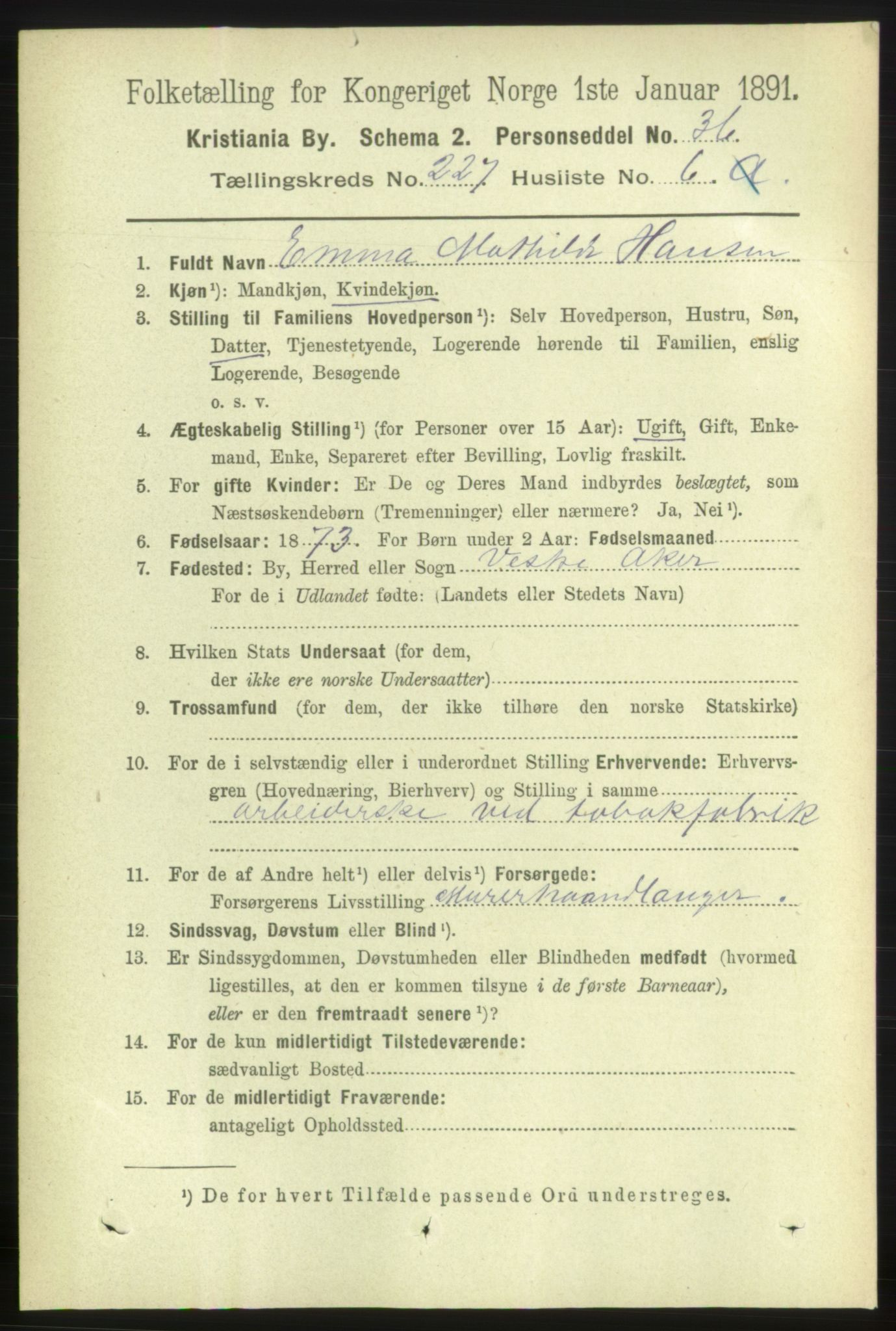 RA, 1891 census for 0301 Kristiania, 1891, p. 138716