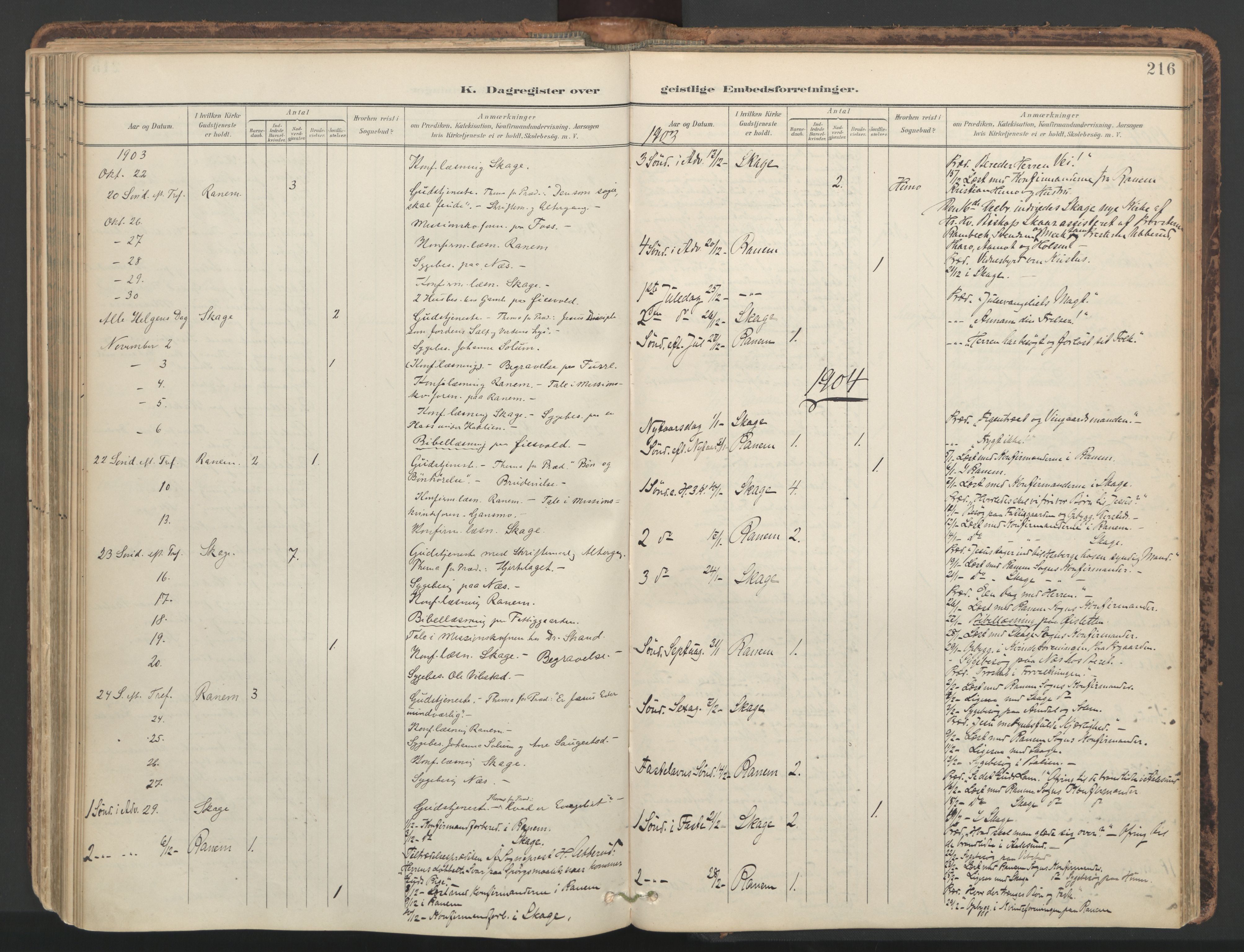 Ministerialprotokoller, klokkerbøker og fødselsregistre - Nord-Trøndelag, SAT/A-1458/764/L0556: Parish register (official) no. 764A11, 1897-1924, p. 216