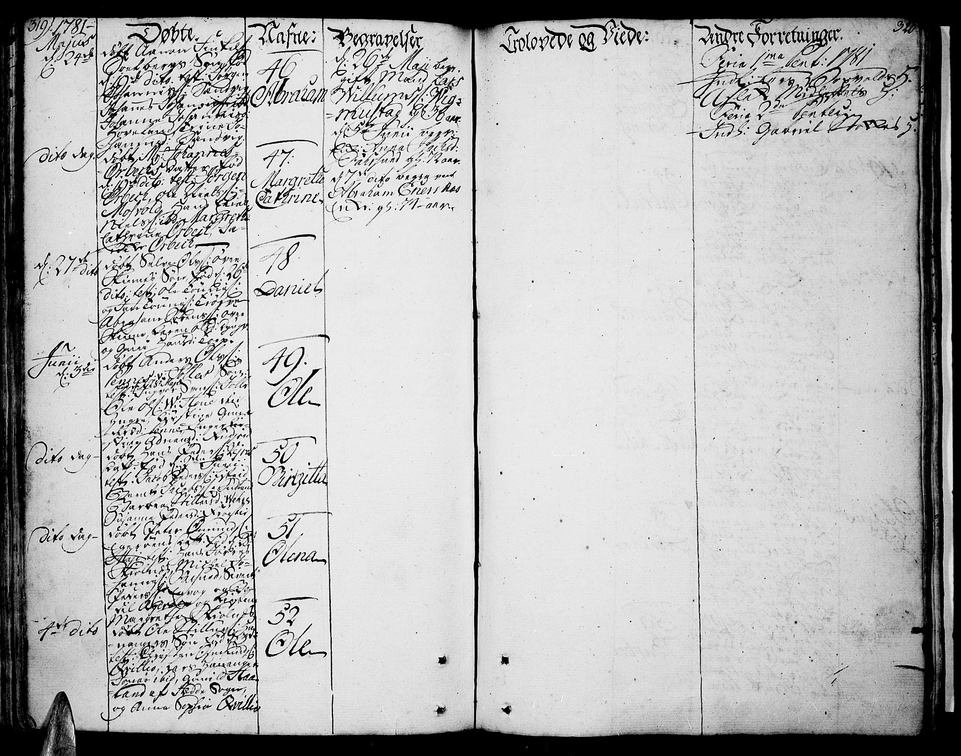 Lista sokneprestkontor, SAK/1111-0027/F/Fa/L0004: Parish register (official) no. A 4, 1768-1794, p. 319-320