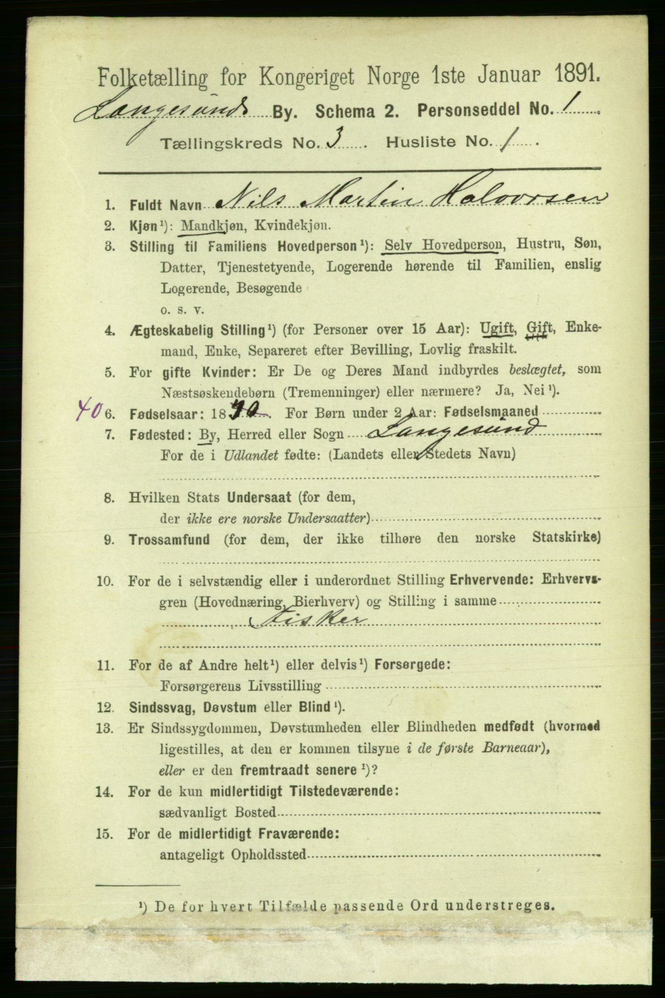 RA, 1891 census for 0802 Langesund, 1891, p. 903