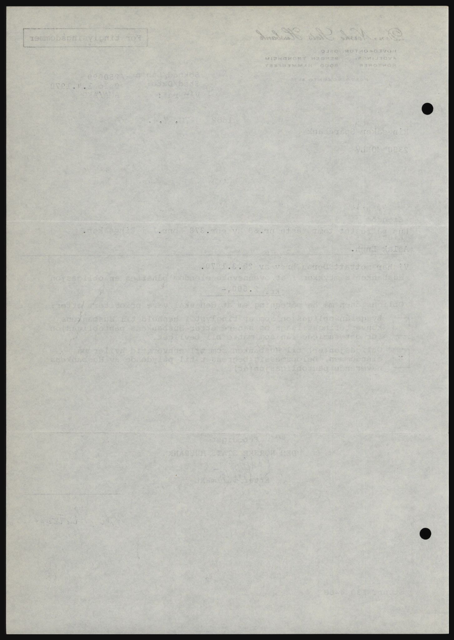 Nord-Hedmark sorenskriveri, SAH/TING-012/H/Hc/L0033: Mortgage book no. 33, 1970-1970, Diary no: : 1682/1970