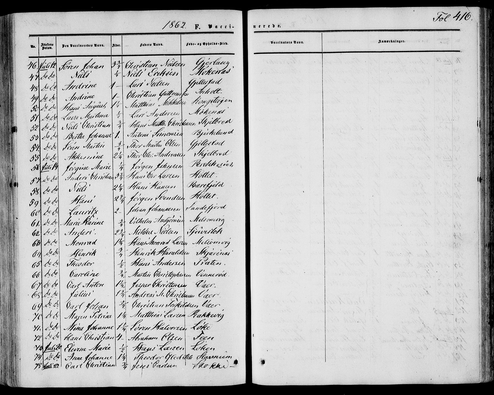 Stokke kirkebøker, SAKO/A-320/F/Fa/L0008: Parish register (official) no. I 8, 1858-1871, p. 416
