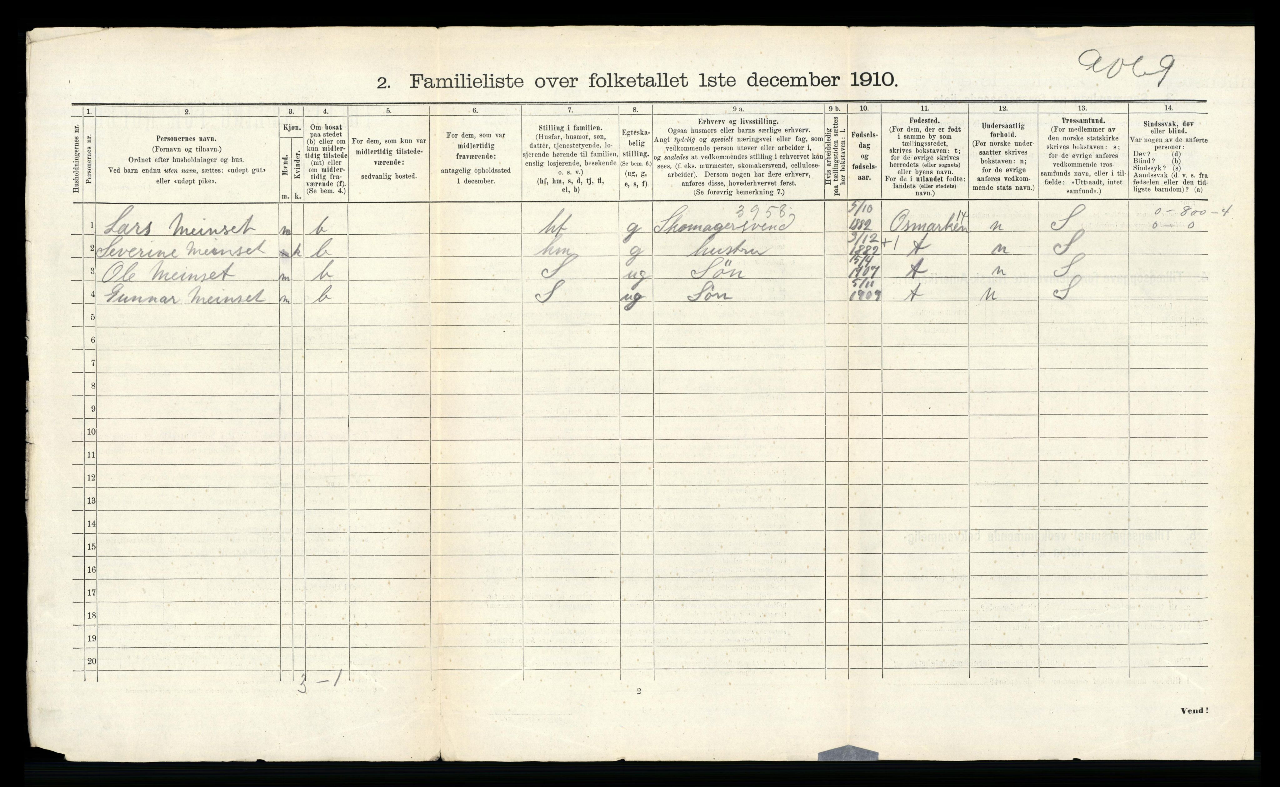 RA, 1910 census for Kristiansund, 1910, p. 7220