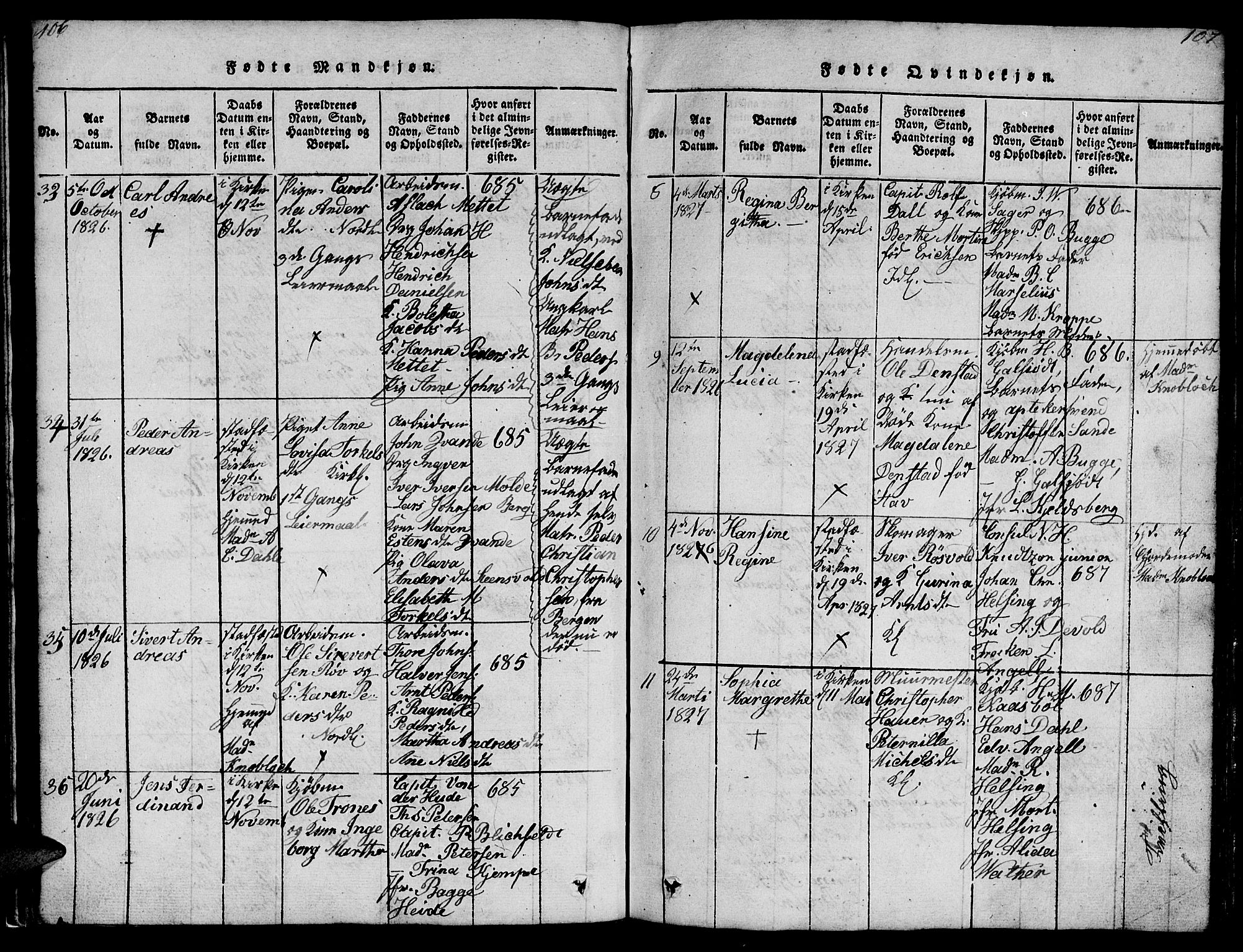 Ministerialprotokoller, klokkerbøker og fødselsregistre - Møre og Romsdal, SAT/A-1454/572/L0856: Parish register (copy) no. 572C01, 1819-1832, p. 106-107