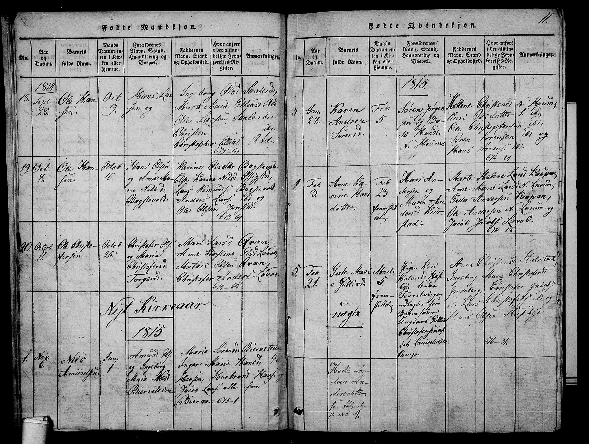 Våle kirkebøker, AV/SAKO-A-334/G/Ga/L0001: Parish register (copy) no. I 1, 1814-1824, p. 10-11