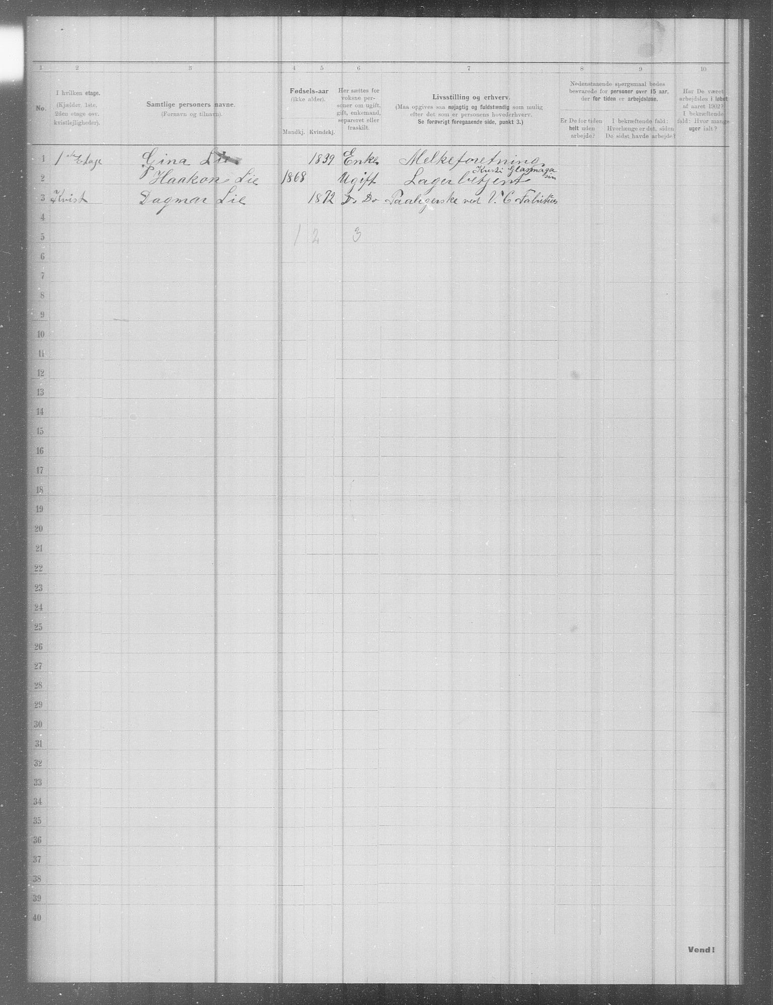 OBA, Municipal Census 1902 for Kristiania, 1902, p. 6607