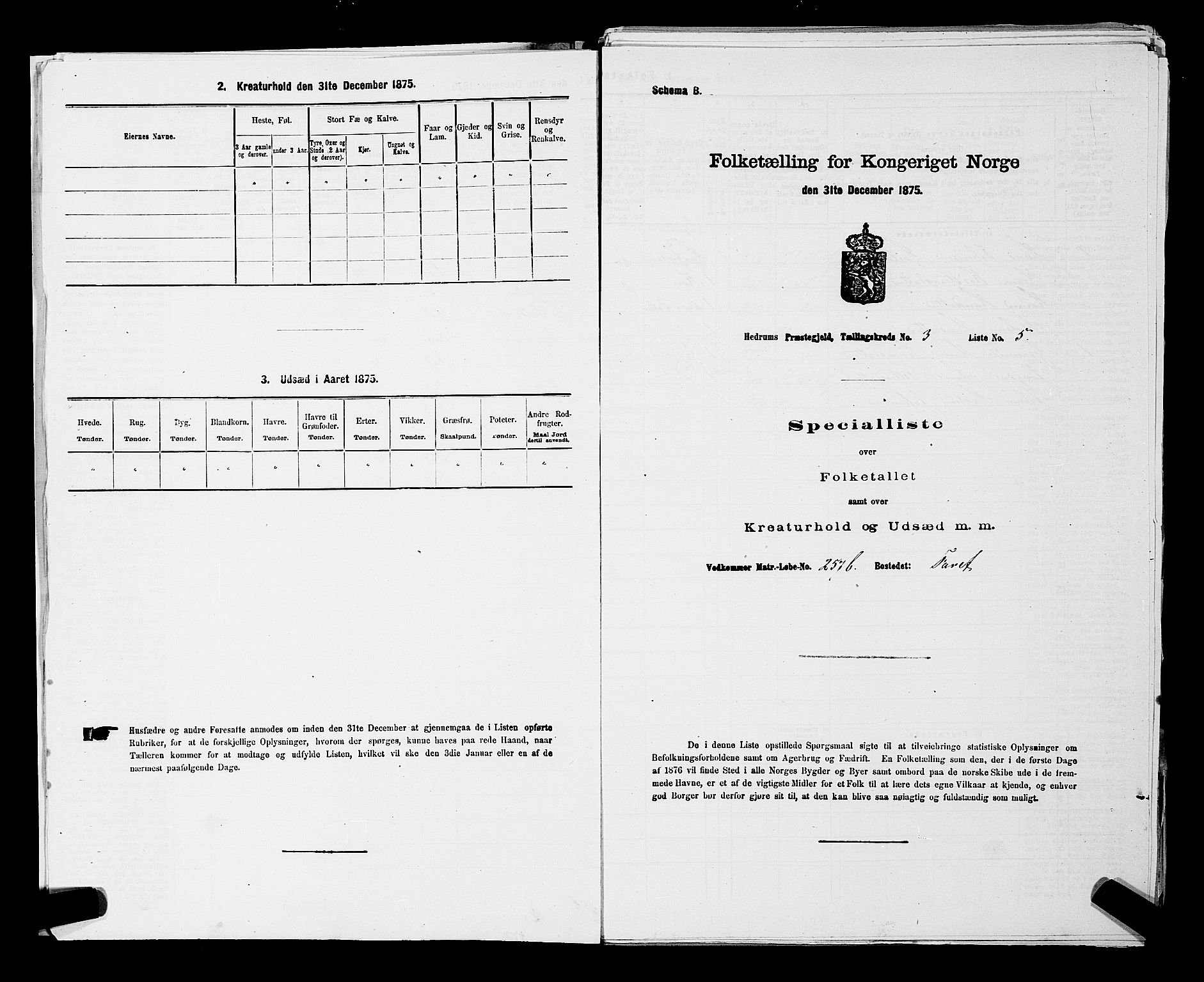 SAKO, 1875 census for 0727P Hedrum, 1875, p. 224