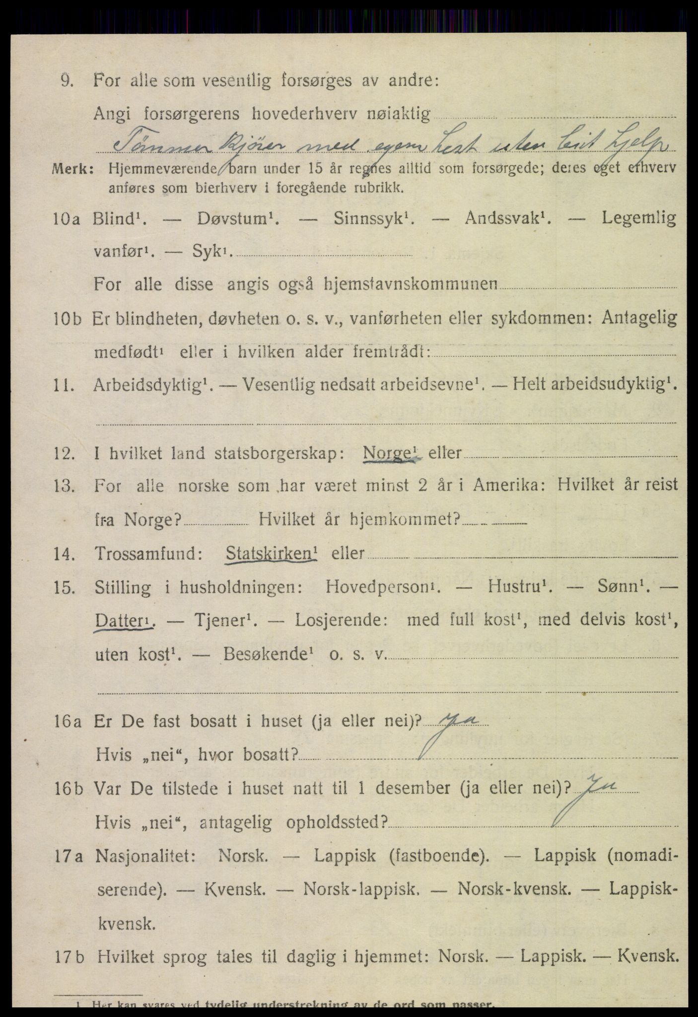 SAT, 1920 census for Snåsa, 1920, p. 5001