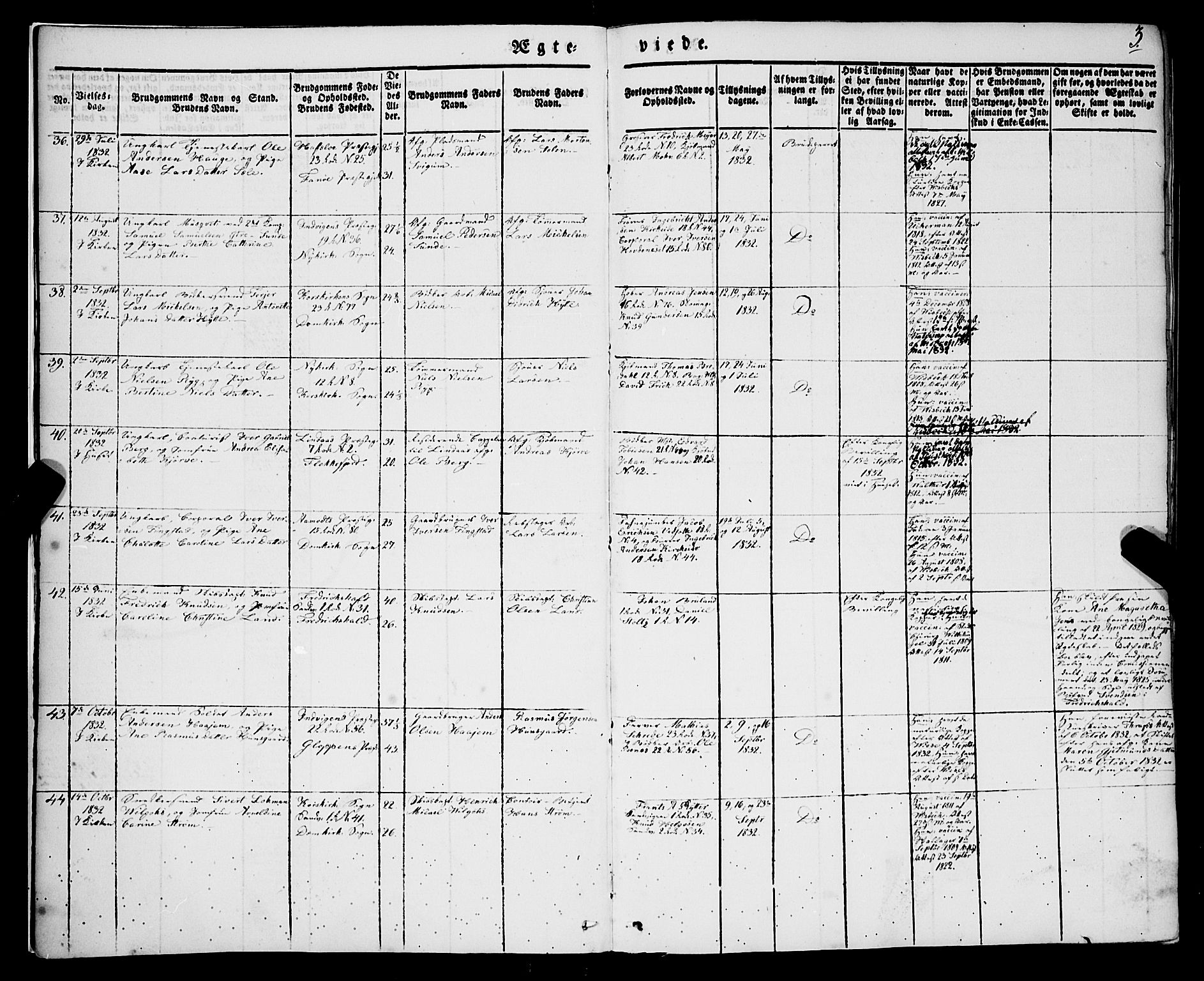Korskirken sokneprestembete, AV/SAB-A-76101/H/Haa/L0034: Parish register (official) no. D 1, 1832-1852, p. 3