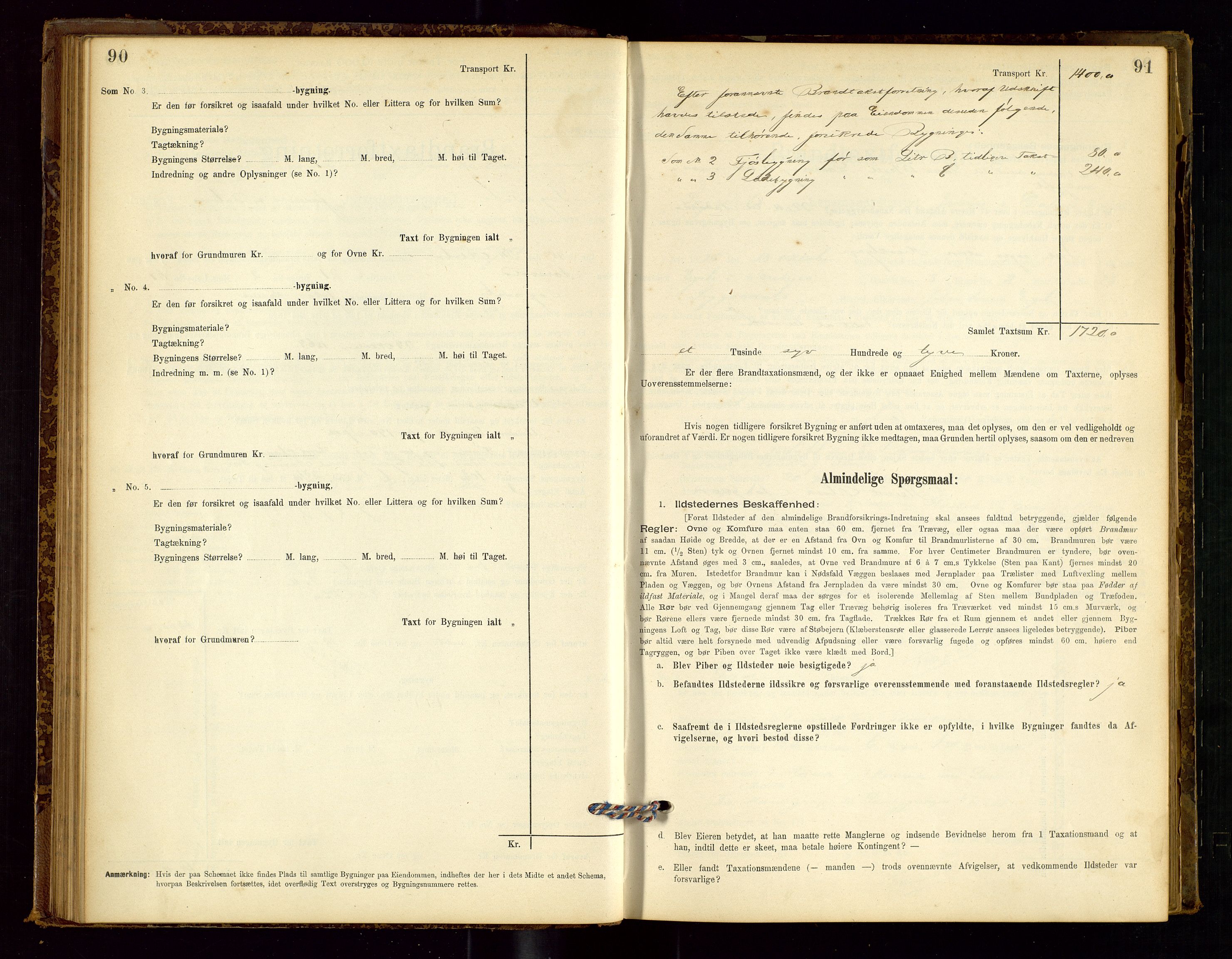 Sokndal lensmannskontor, AV/SAST-A-100417/Gob/L0001: "Brandtaxt-Protokol", 1895-1902, p. 90-91