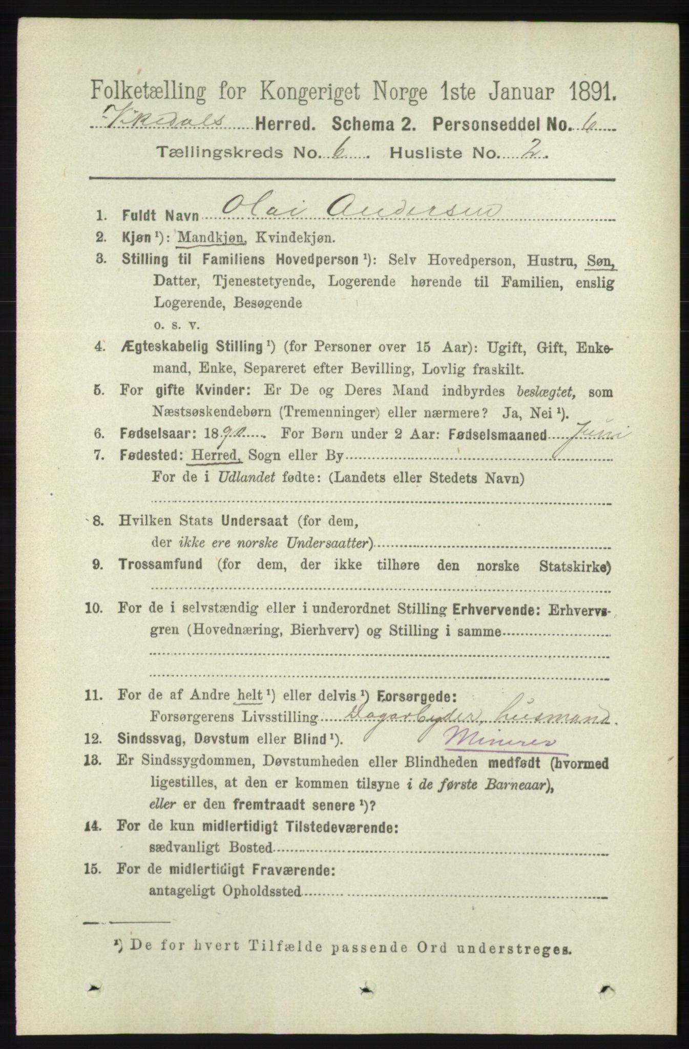 RA, 1891 census for 1157 Vikedal, 1891, p. 1580