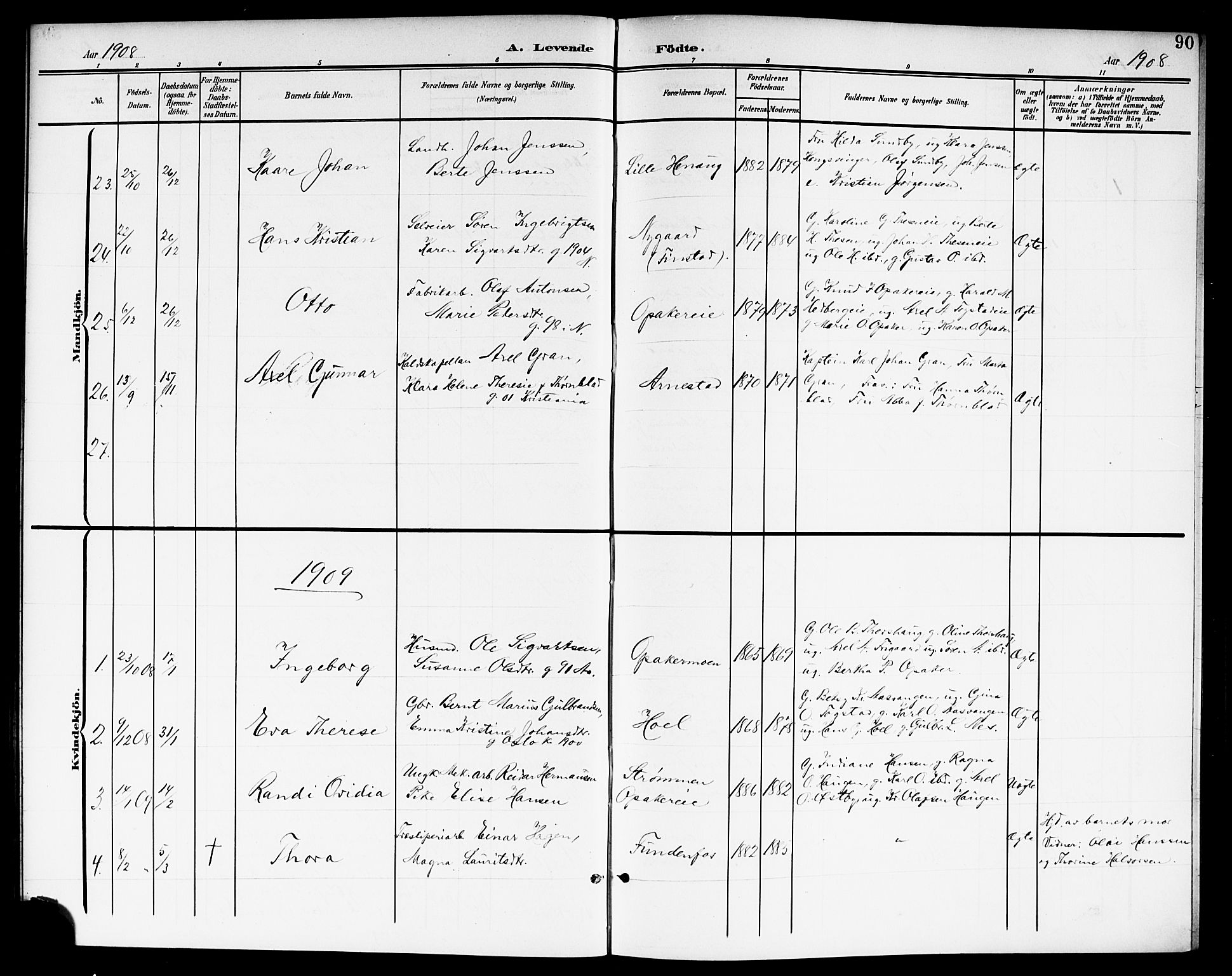 Nes prestekontor Kirkebøker, SAO/A-10410/G/Ga/L0002: Parish register (copy) no. I 2, 1901-1912, p. 90