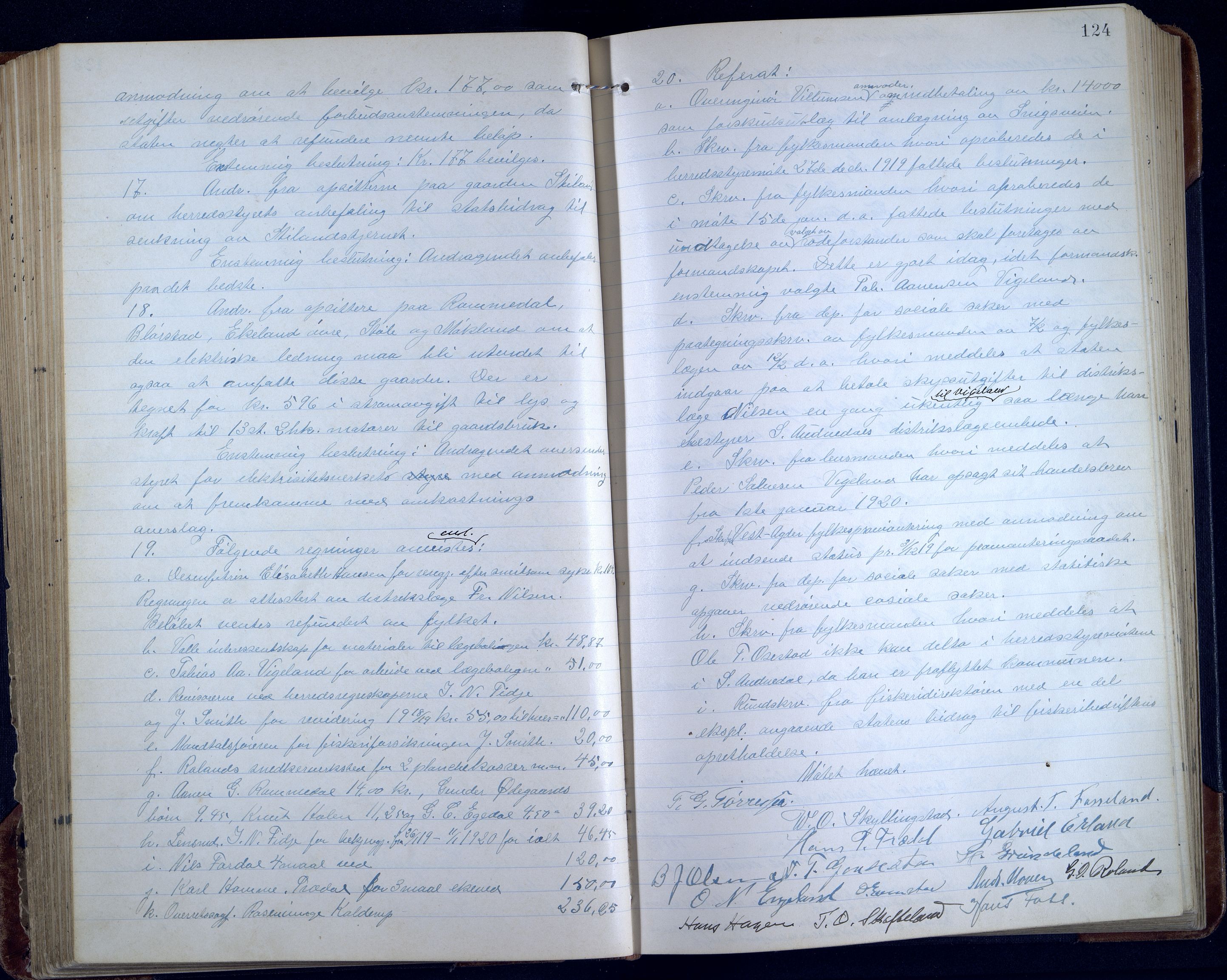 Sør-Audnedal kommune - Formannskapet/Kommunestyret, ARKSOR/1029SØ120/A/L0005: Møtebok, 1916-1925, p. 123b-124a