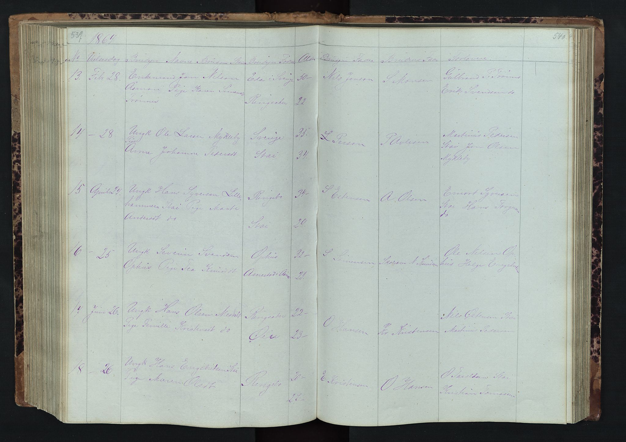 Stor-Elvdal prestekontor, AV/SAH-PREST-052/H/Ha/Hab/L0001: Parish register (copy) no. 1 /1, 1860-1894, p. 539-540