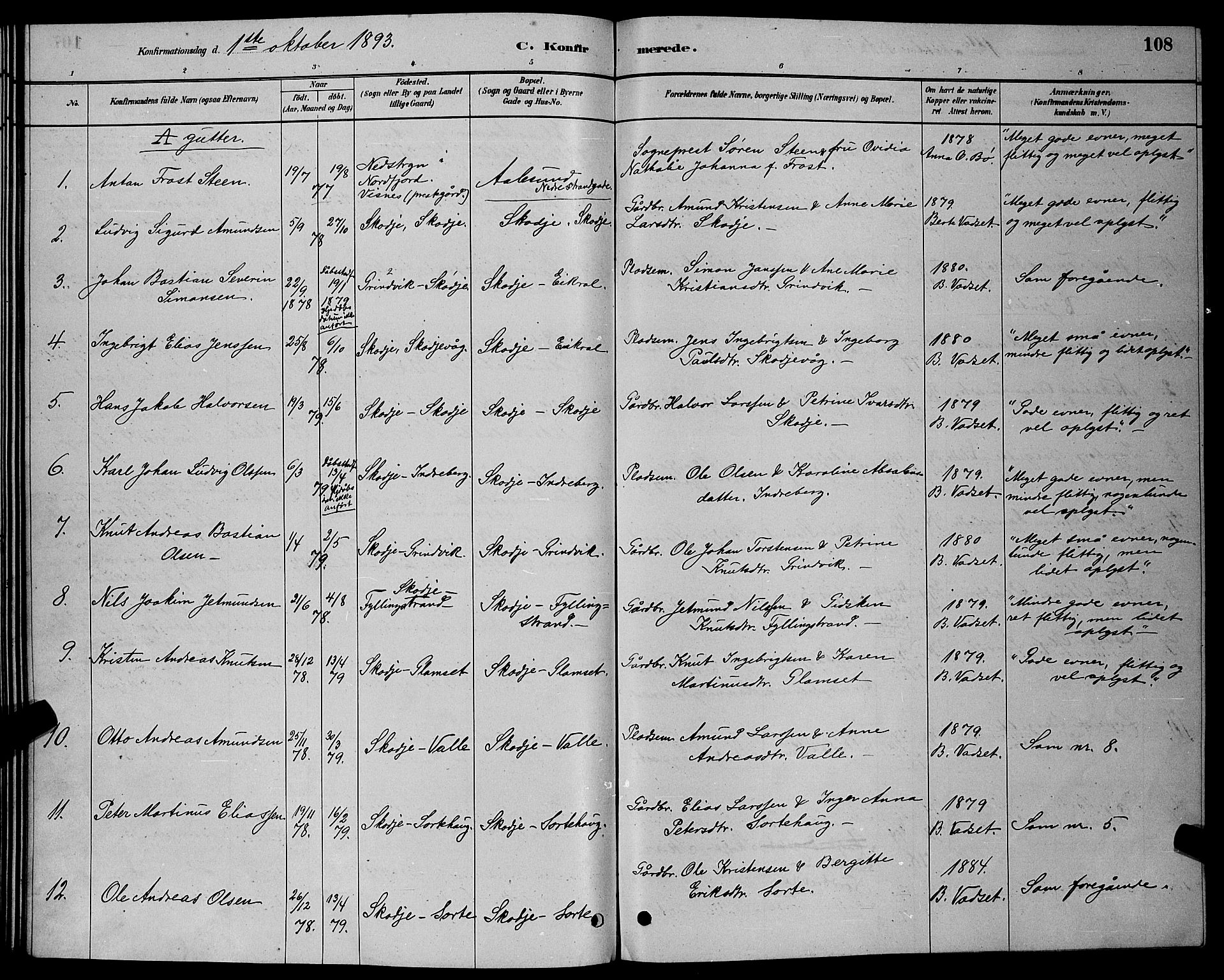 Ministerialprotokoller, klokkerbøker og fødselsregistre - Møre og Romsdal, AV/SAT-A-1454/524/L0365: Parish register (copy) no. 524C06, 1880-1899, p. 108