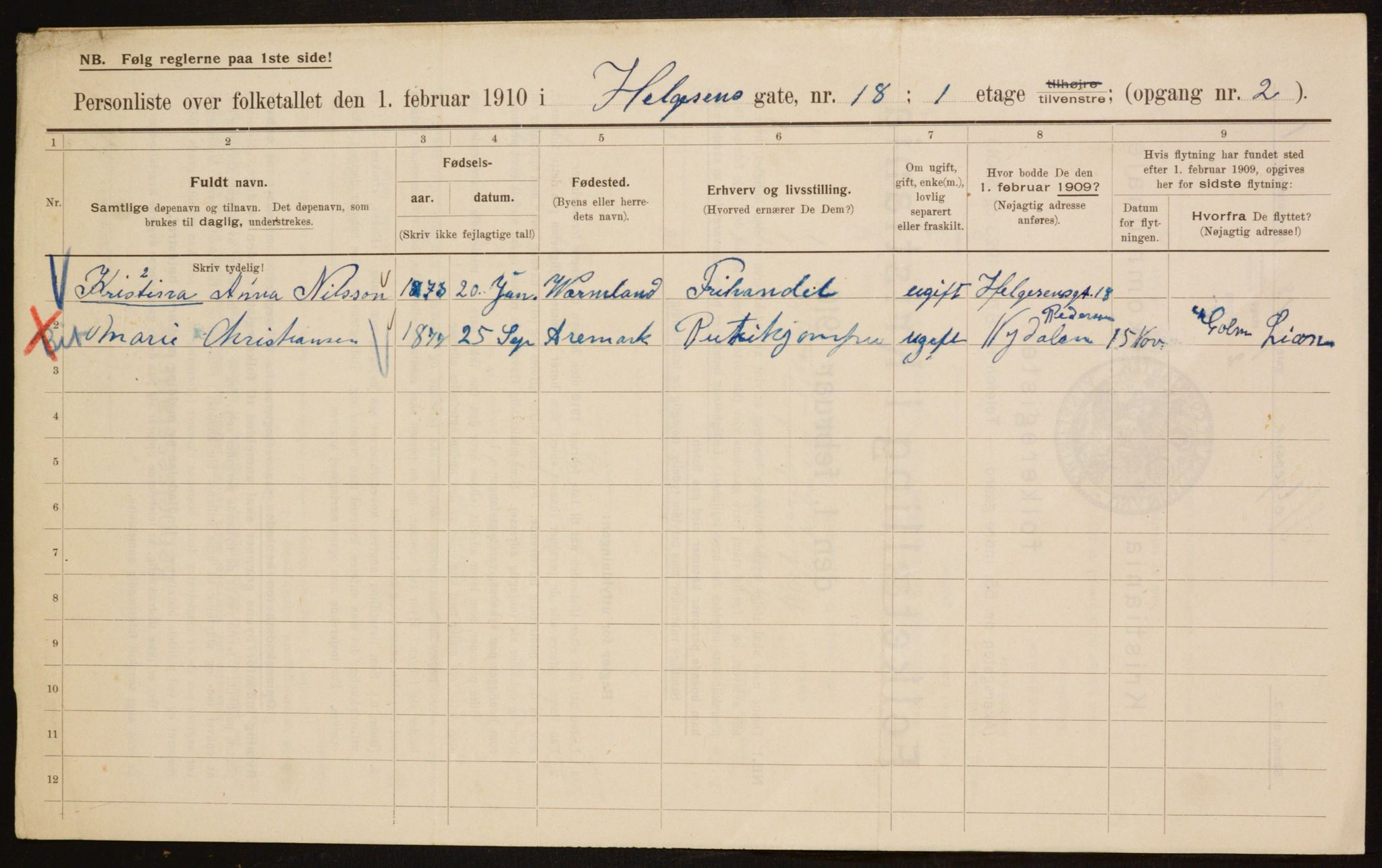 OBA, Municipal Census 1910 for Kristiania, 1910, p. 36636