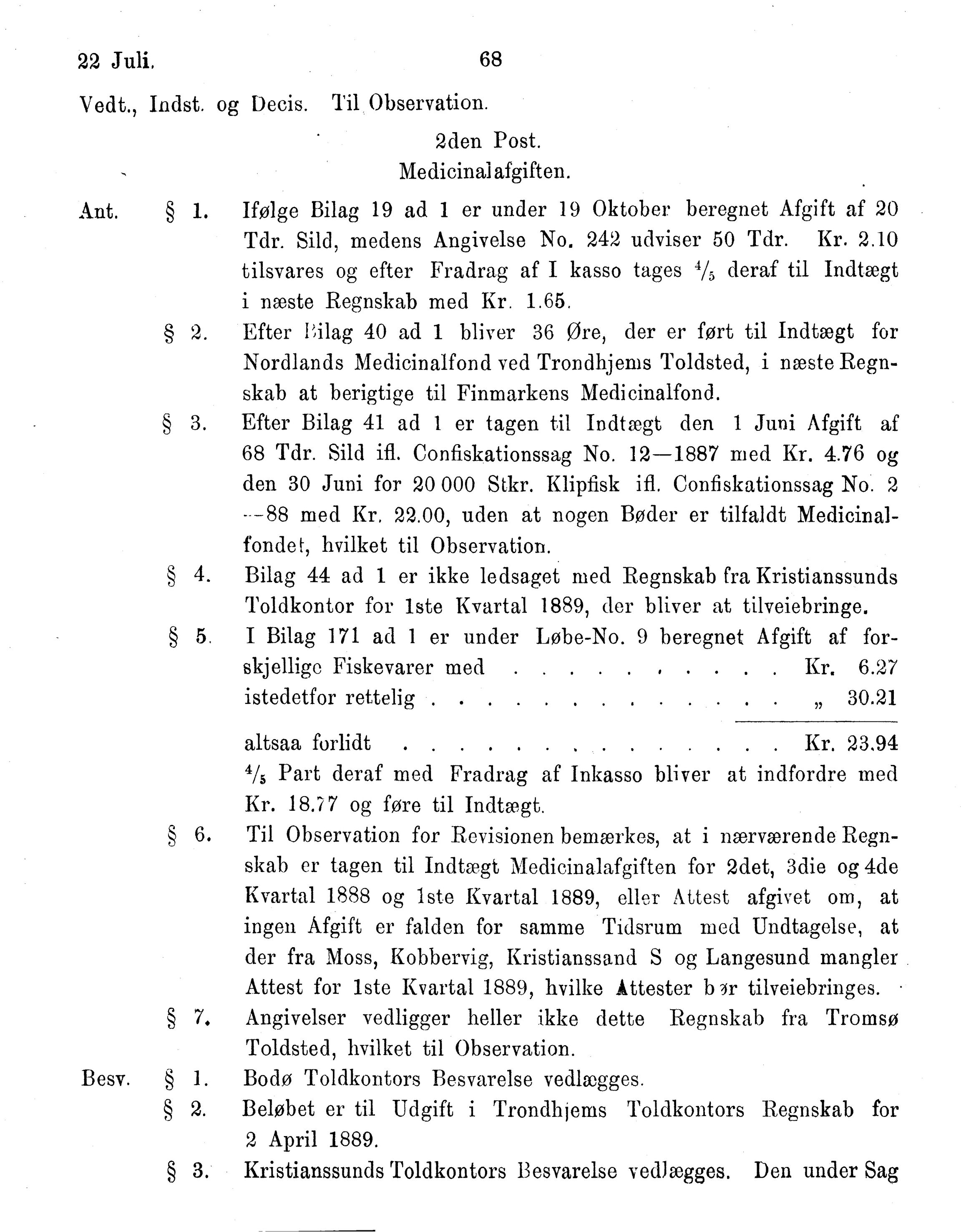 Nordland Fylkeskommune. Fylkestinget, AIN/NFK-17/176/A/Ac/L0015: Fylkestingsforhandlinger 1886-1890, 1886-1890