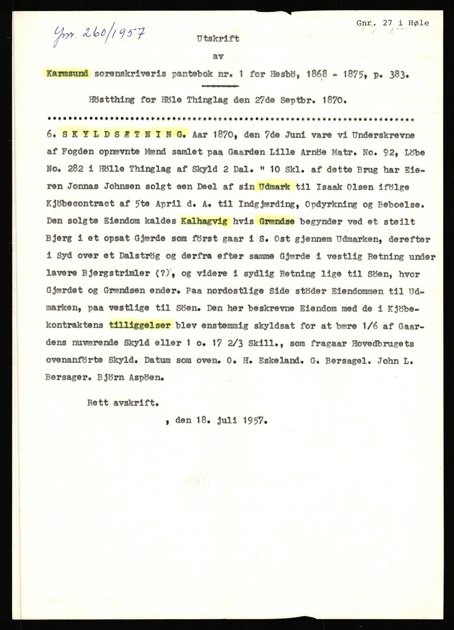 Statsarkivet i Stavanger, AV/SAST-A-101971/03/Y/Yj/L0002: Avskrifter sortert etter gårdsnavn: Amdal indre - Askeland, 1750-1930, p. 401