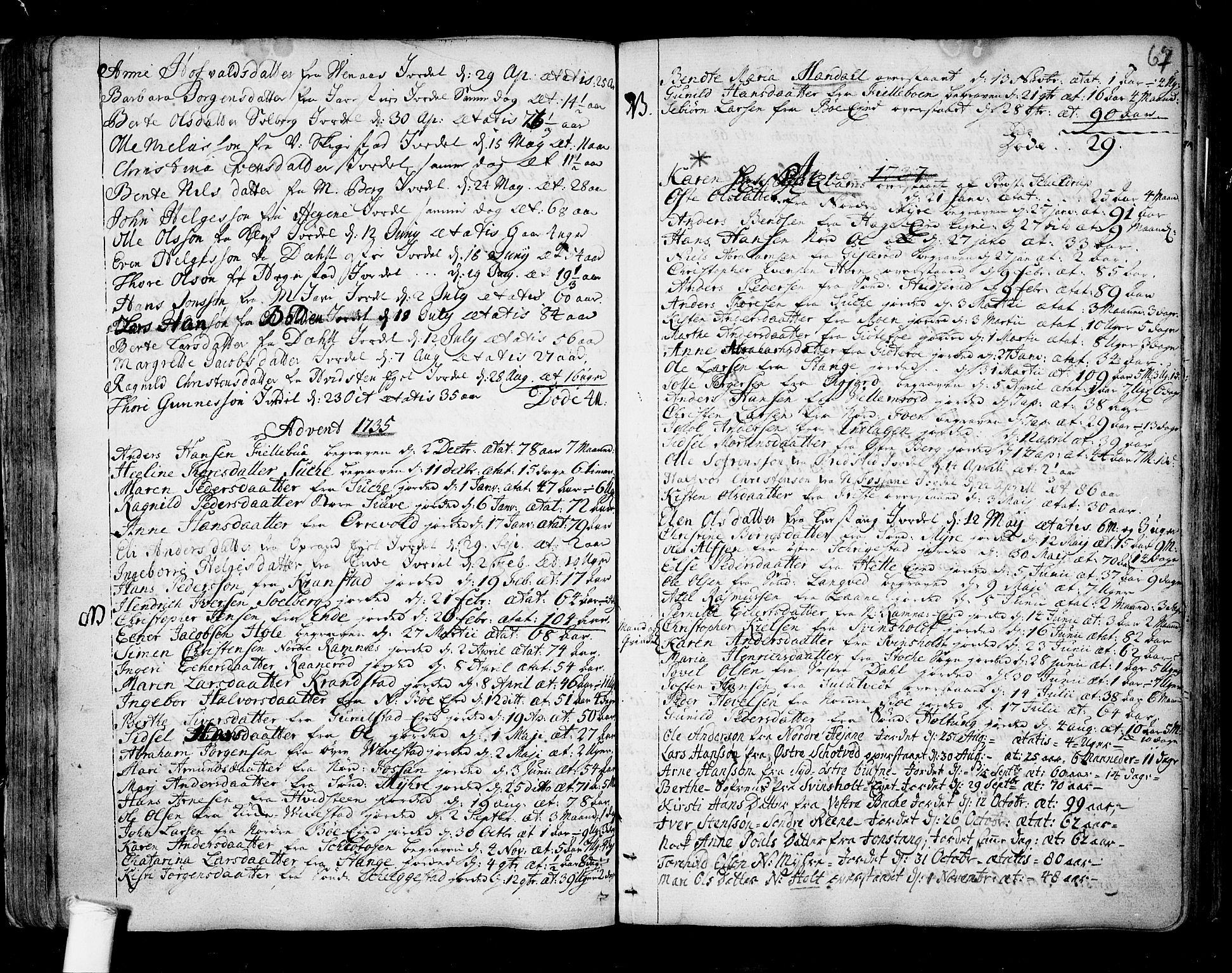 Ramnes kirkebøker, SAKO/A-314/F/Fa/L0001: Parish register (official) no. I 1, 1732-1774, p. 67
