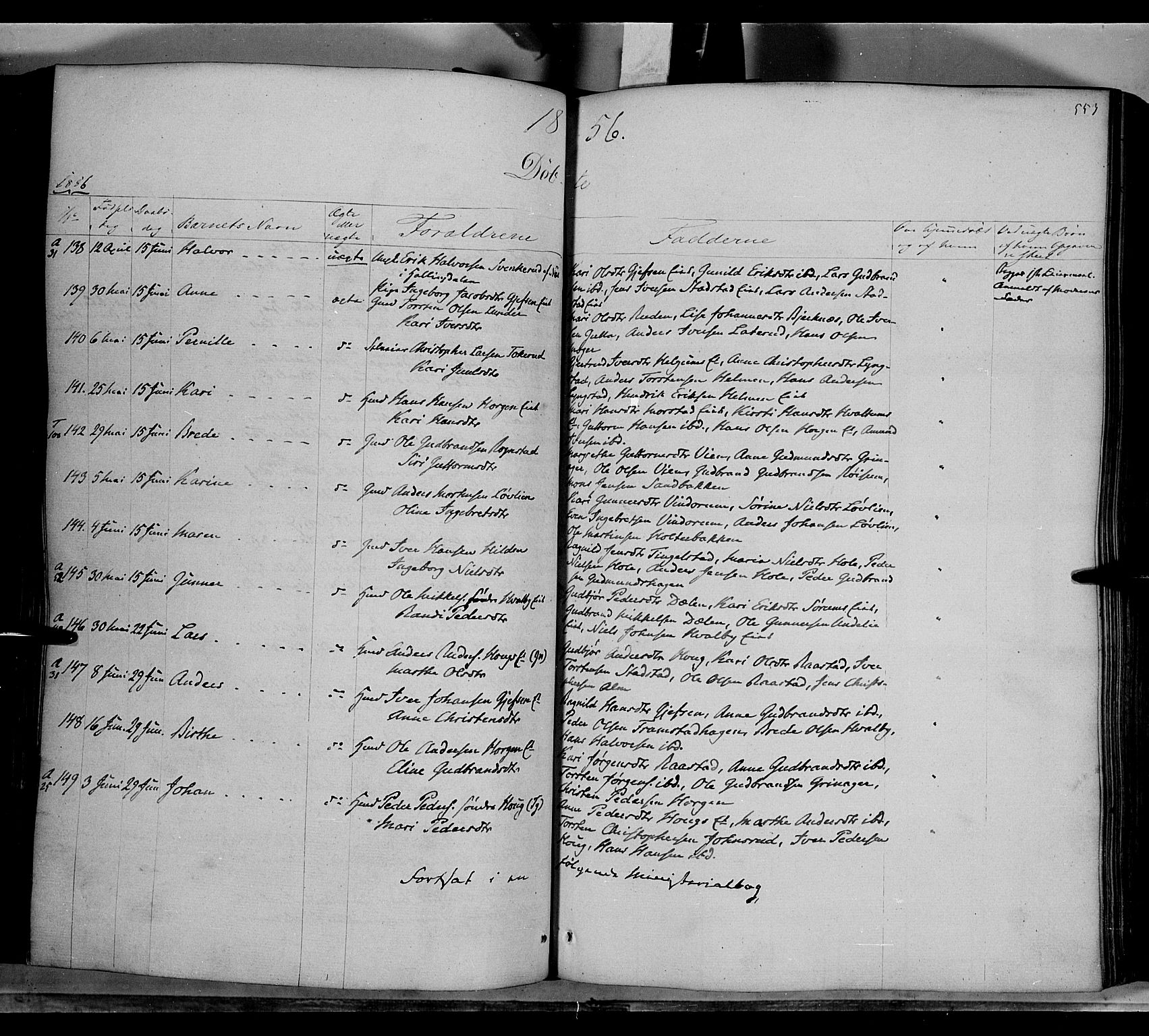 Gran prestekontor, SAH/PREST-112/H/Ha/Haa/L0011: Parish register (official) no. 11, 1842-1856, p. 552-553