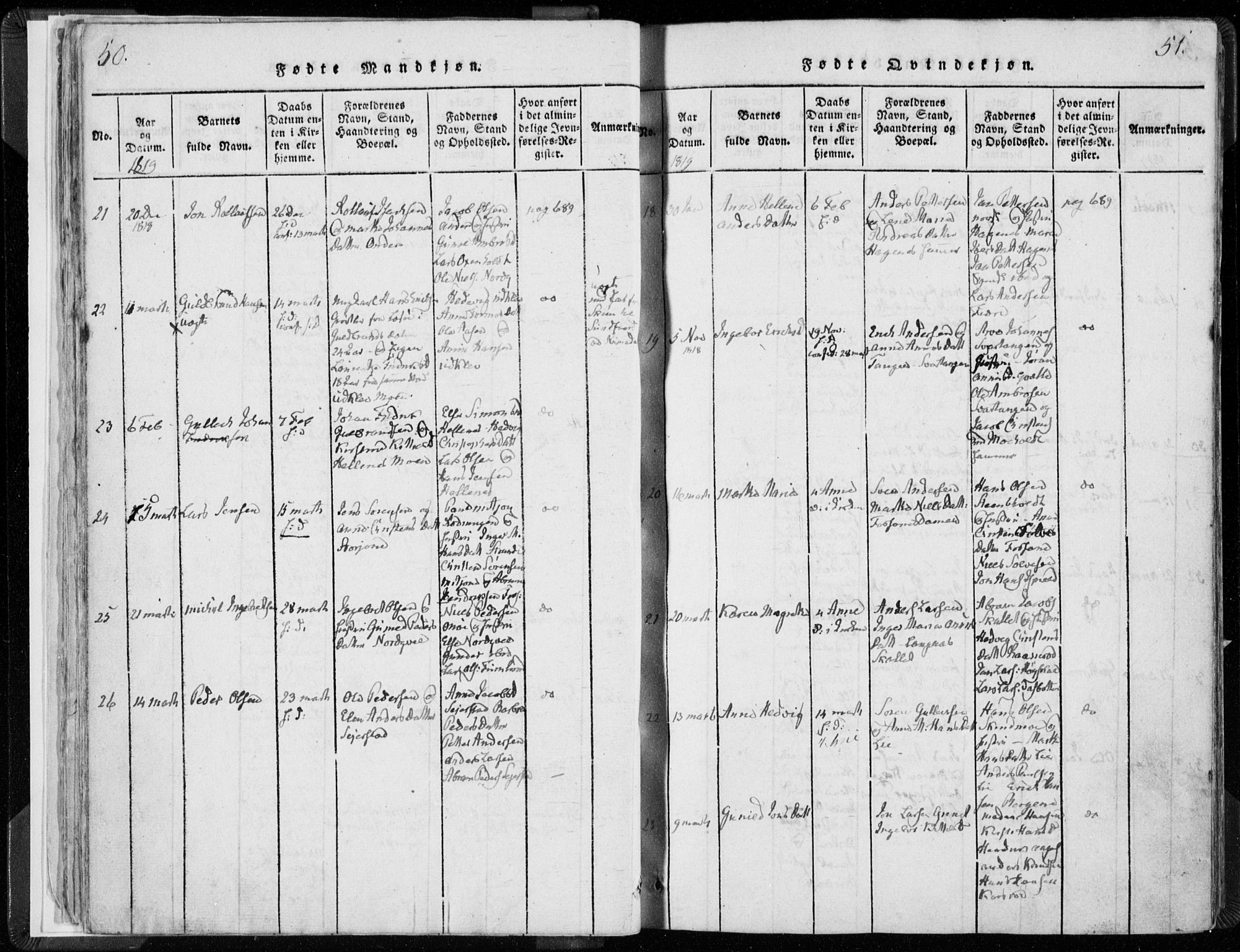 Hedrum kirkebøker, SAKO/A-344/F/Fa/L0004: Parish register (official) no. I 4, 1817-1835, p. 50-51