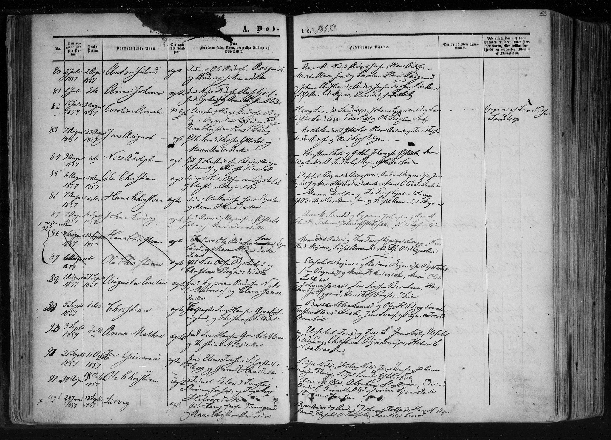 Aremark prestekontor Kirkebøker, AV/SAO-A-10899/F/Fc/L0003: Parish register (official) no. III 3, 1850-1865, p. 63