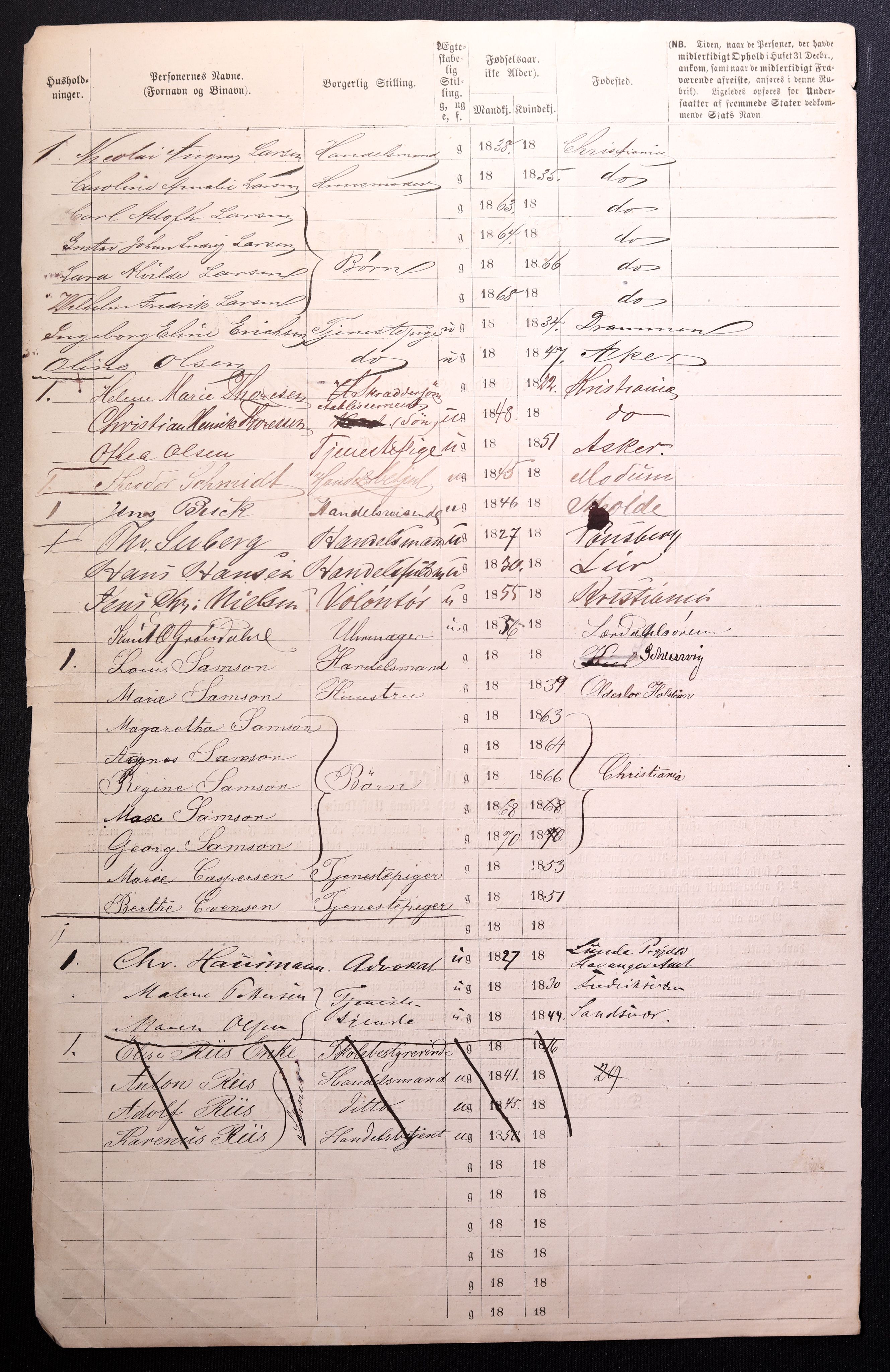 RA, 1870 census for 0301 Kristiania, 1870, p. 2507