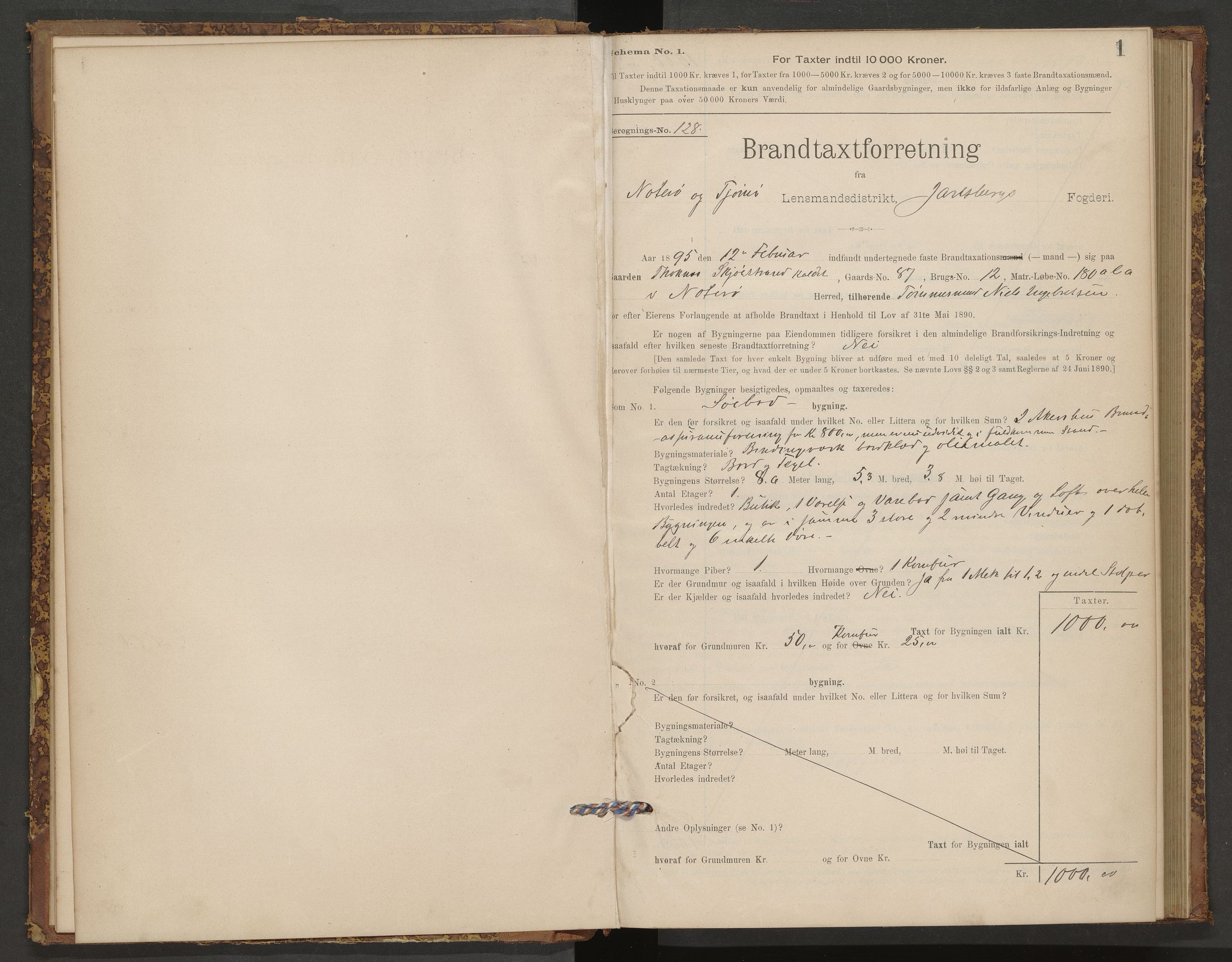 Nøtterøy lensmannskontor, AV/SAKO-A-540/Y/Yg/Ygb/L0001: Skjematakstprotokoll, 1895-1903, p. 1