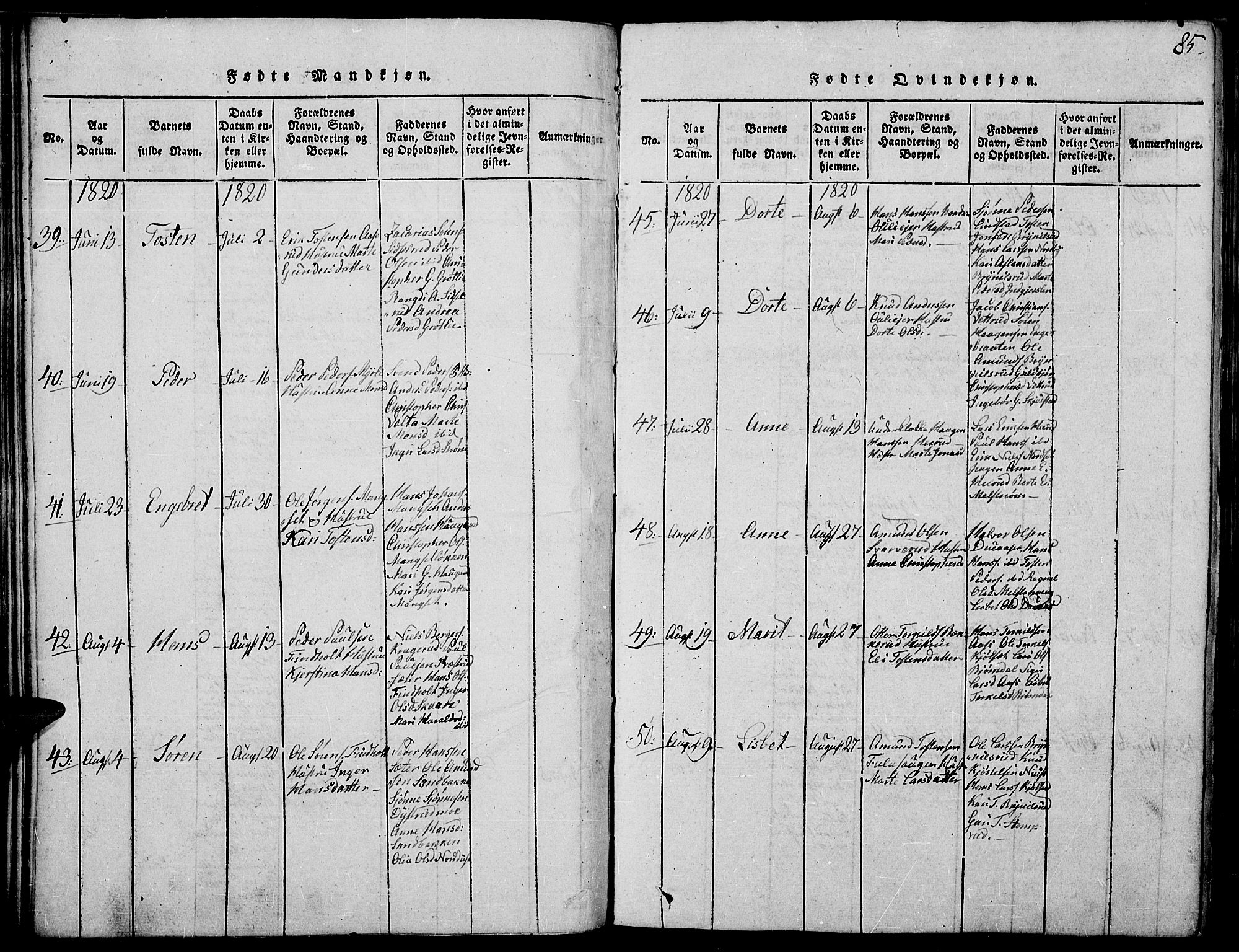 Strøm-Odalen prestekontor, AV/SAH-PREST-028/H/Ha/Haa/L0006: Parish register (official) no. 6, 1814-1850, p. 85