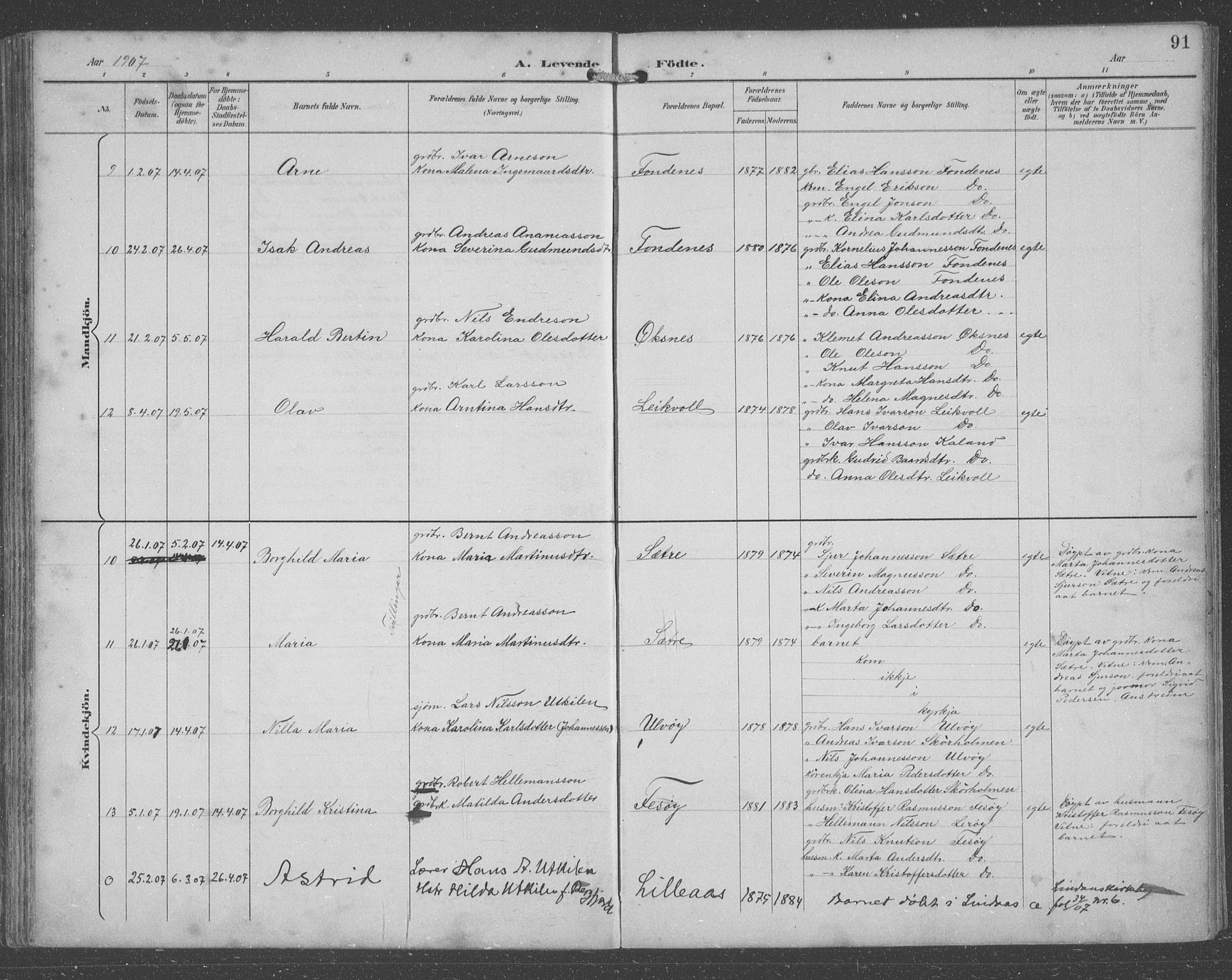 Lindås Sokneprestembete, AV/SAB-A-76701/H/Hab/Habc/L0004: Parish register (copy) no. C 4, 1894-1910, p. 91