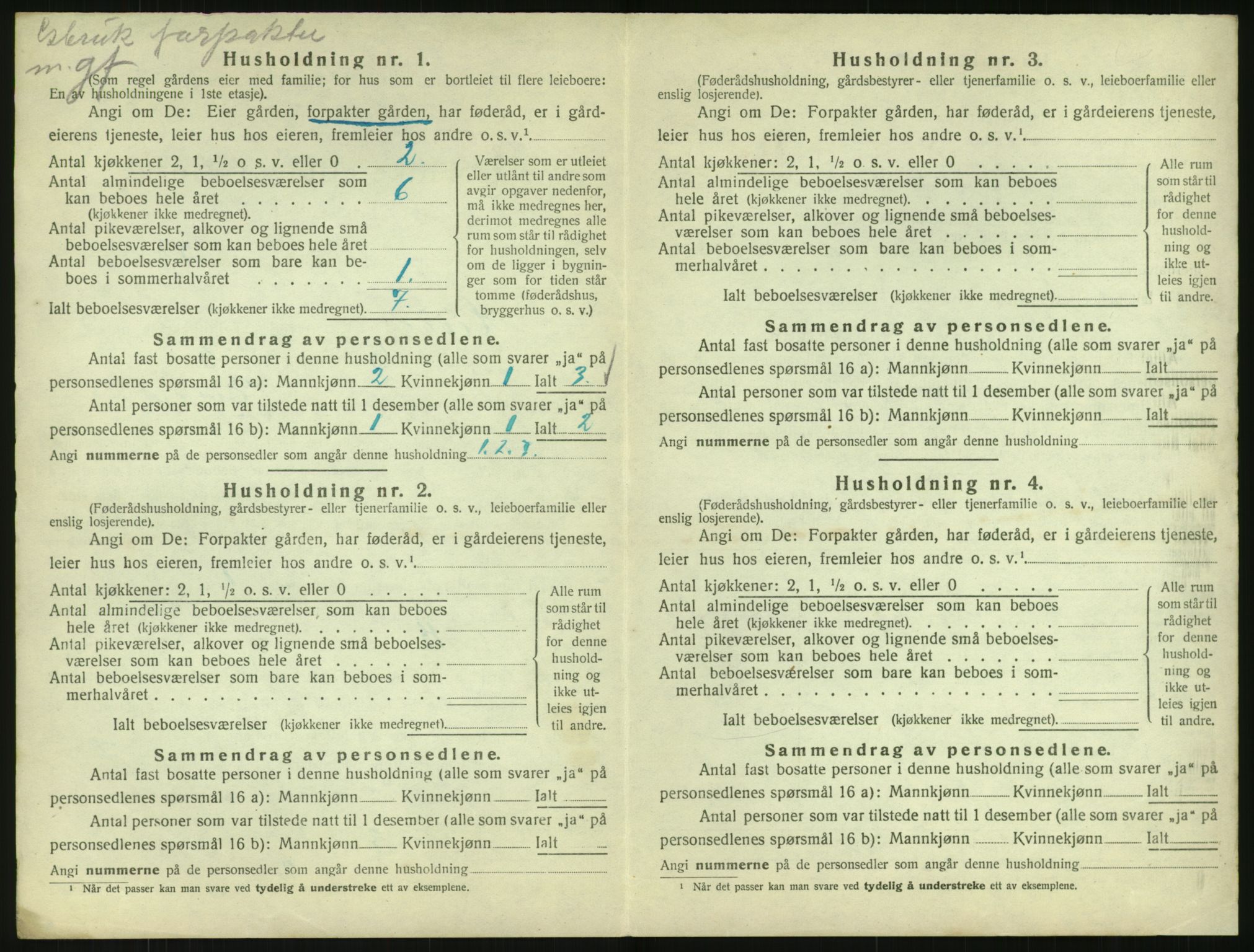 SAK, 1920 census for Høvåg, 1920, p. 495