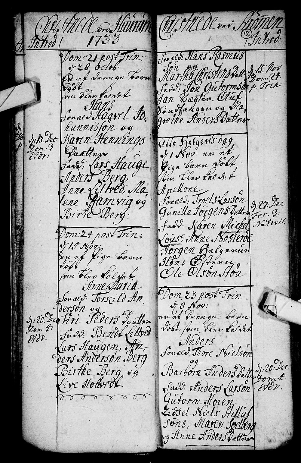 Hurum kirkebøker, AV/SAKO-A-229/F/Fa/L0002: Parish register (official) no. 2, 1733-1757, p. 12