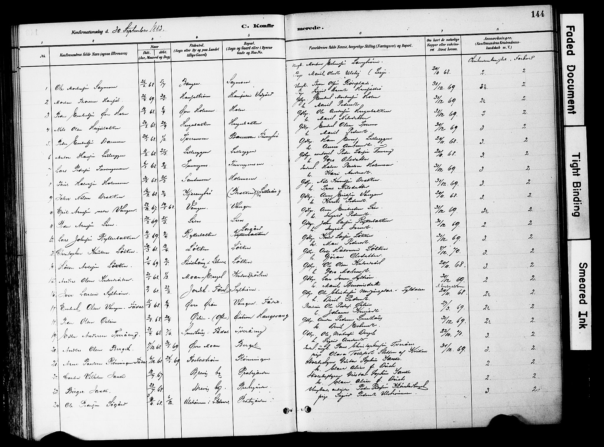 Tynset prestekontor, SAH/PREST-058/H/Ha/Haa/L0022: Parish register (official) no. 22, 1880-1899, p. 144