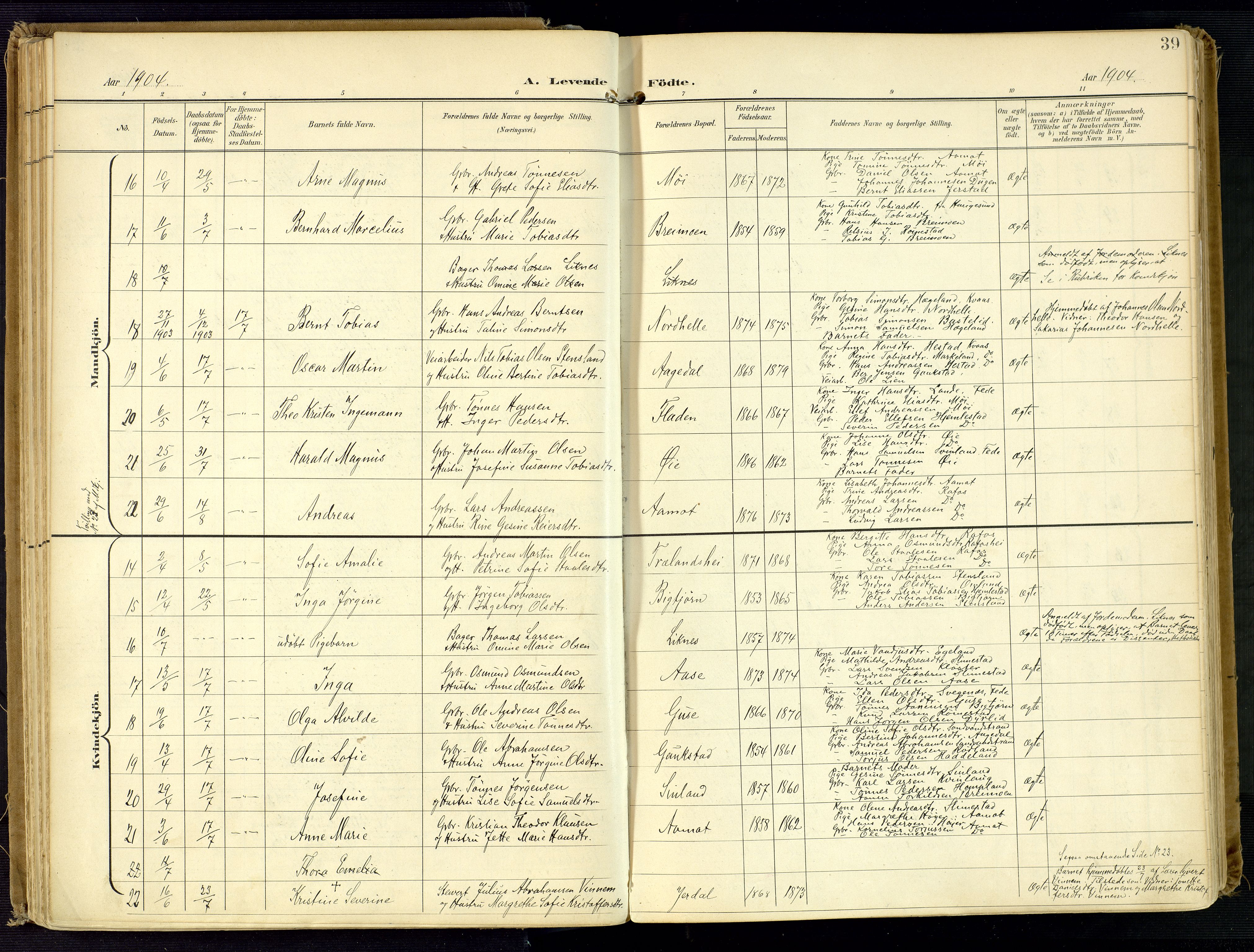 Kvinesdal sokneprestkontor, AV/SAK-1111-0026/F/Fa/Fab/L0009: Parish register (official) no. A 9, 1898-1915, p. 39