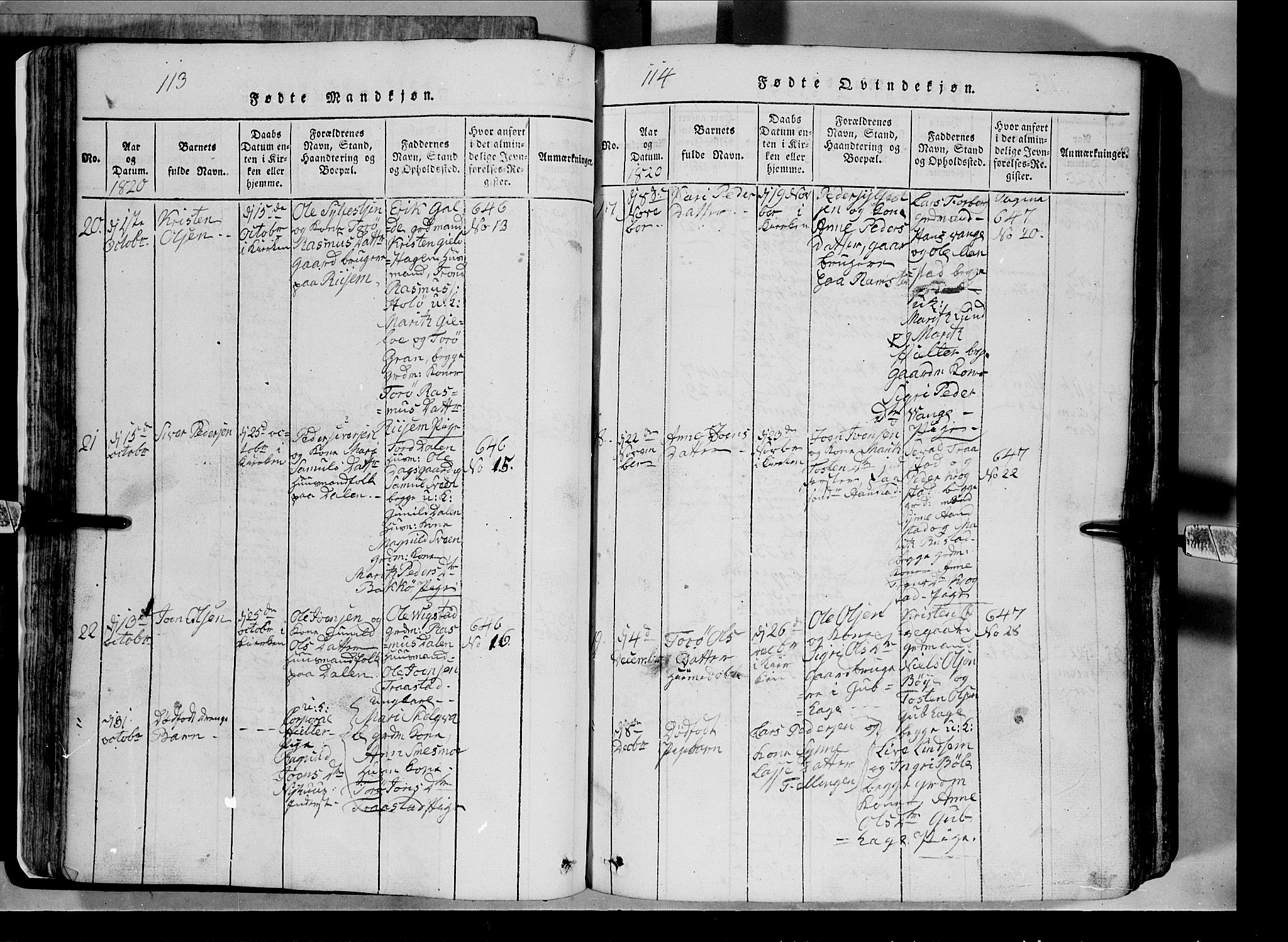 Lom prestekontor, AV/SAH-PREST-070/L/L0003: Parish register (copy) no. 3, 1815-1844, p. 113-114