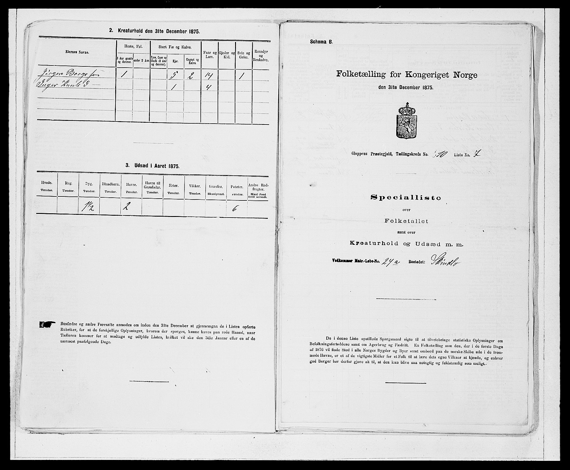 SAB, 1875 Census for 1445P Gloppen, 1875, p. 1091