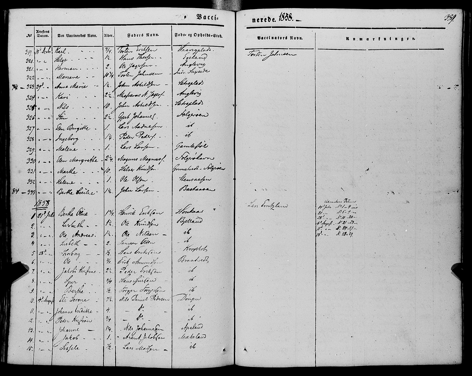 Finnås sokneprestembete, AV/SAB-A-99925/H/Ha/Haa/Haaa/L0007: Parish register (official) no. A 7, 1850-1862, p. 389