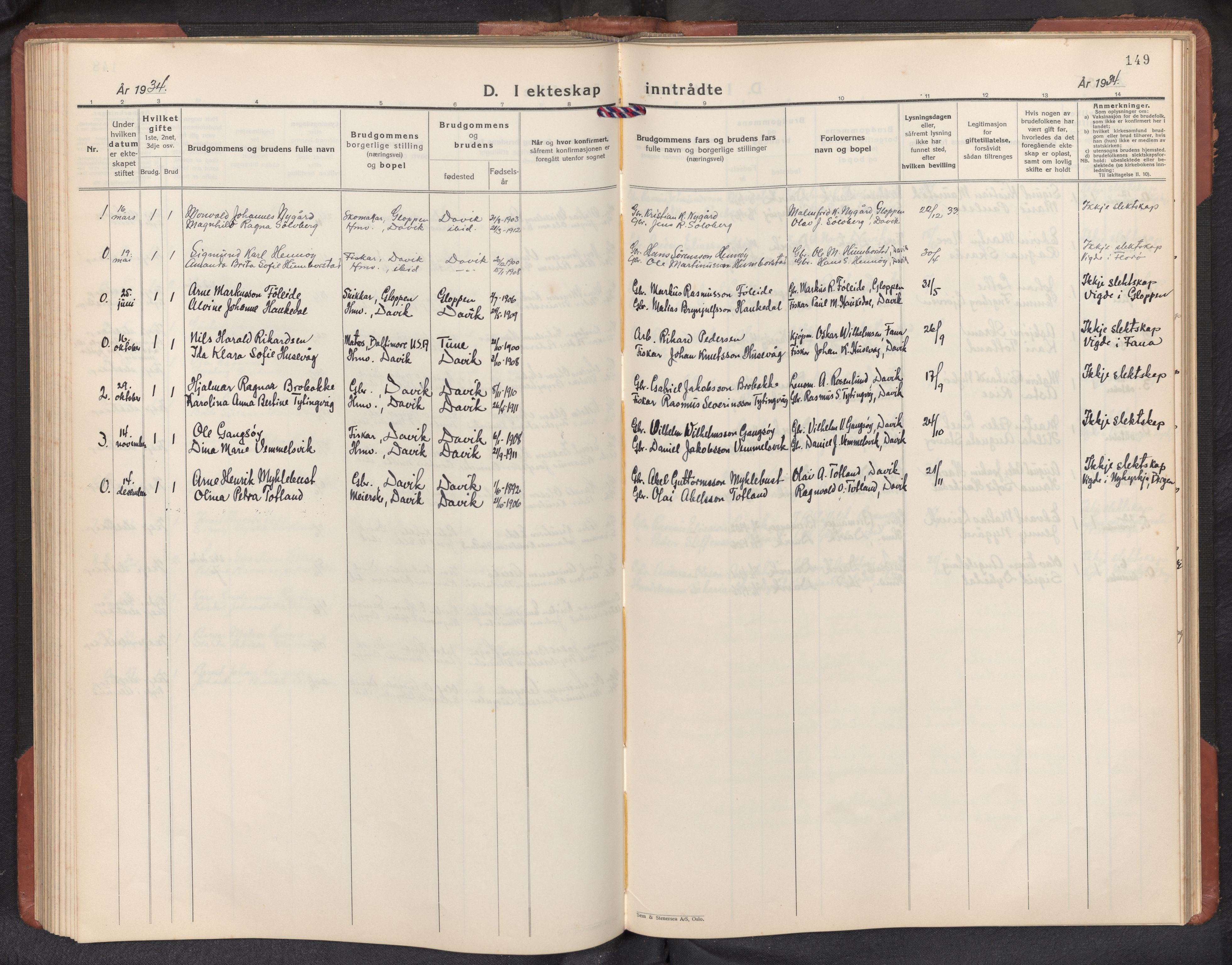 Davik sokneprestembete, AV/SAB-A-79701/H/Hab/Habc/L0004: Parish register (copy) no. C 4, 1930-1952, p. 148b-149a