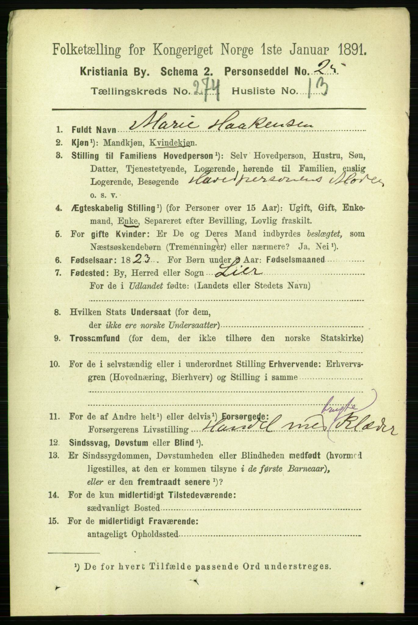 RA, 1891 census for 0301 Kristiania, 1891, p. 166612