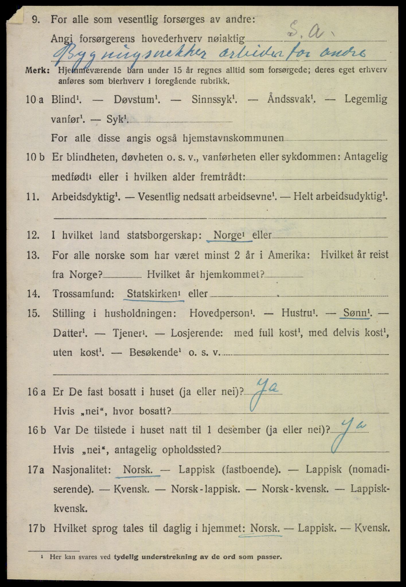 SAT, 1920 census for Fauske, 1920, p. 9763