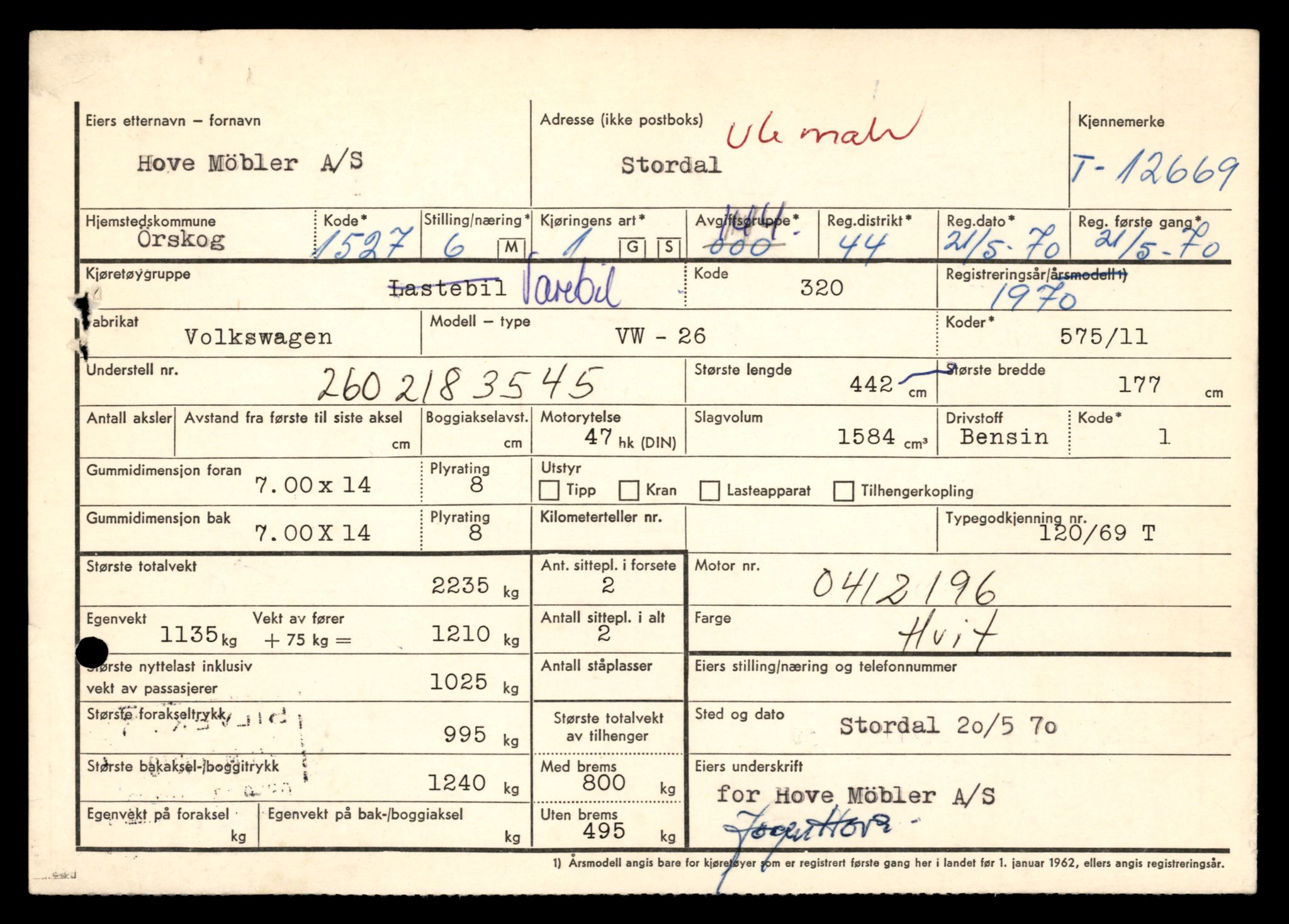 Møre og Romsdal vegkontor - Ålesund trafikkstasjon, AV/SAT-A-4099/F/Fe/L0035: Registreringskort for kjøretøy T 12653 - T 12829, 1927-1998, p. 306