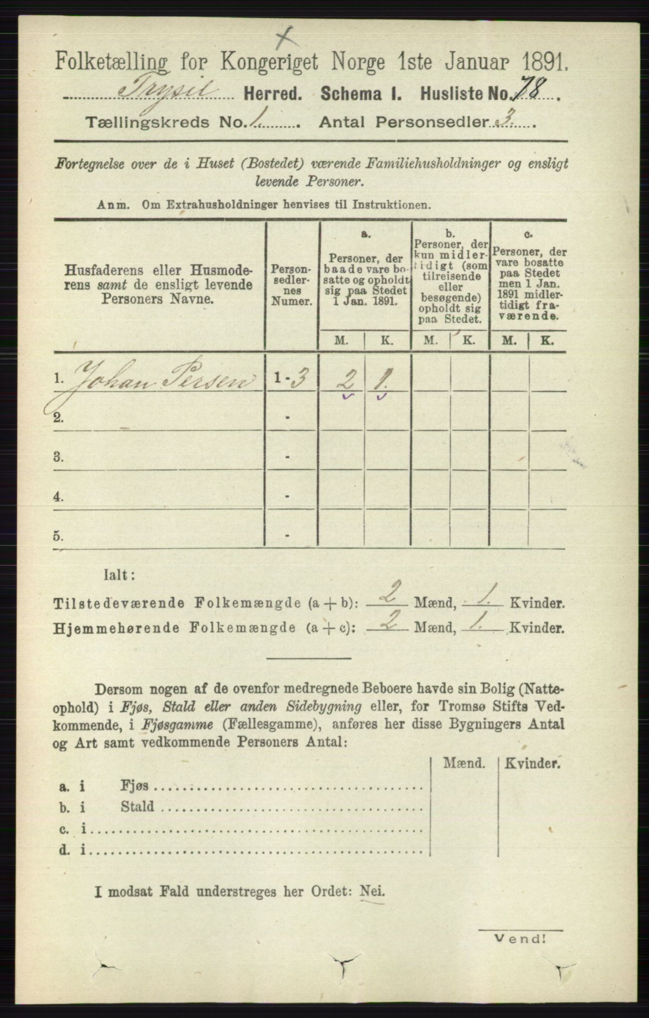 RA, 1891 census for 0428 Trysil, 1891, p. 109